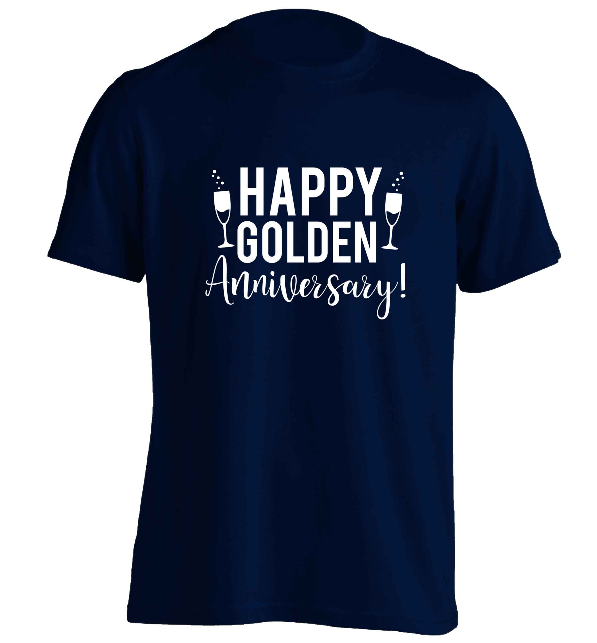 Happy golden anniversary! adults unisex navy Tshirt 2XL