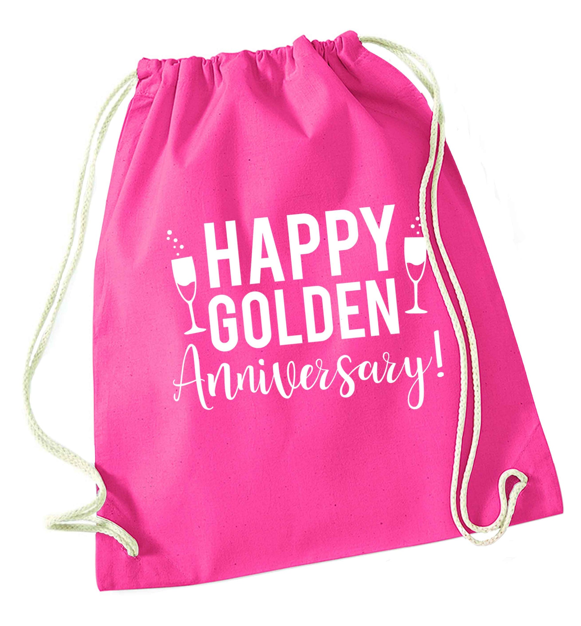Happy golden anniversary! pink drawstring bag