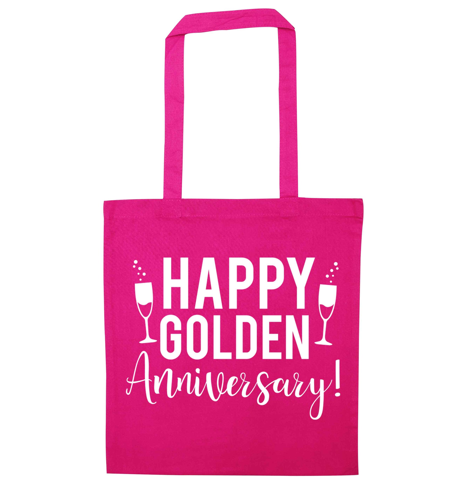 Happy golden anniversary! pink tote bag