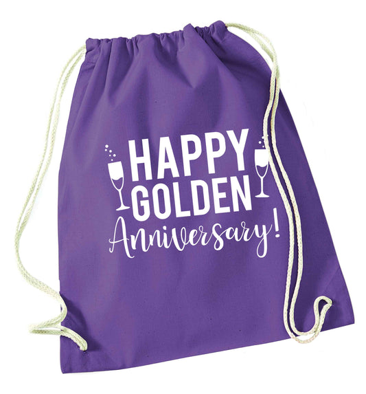 Happy golden anniversary! purple drawstring bag