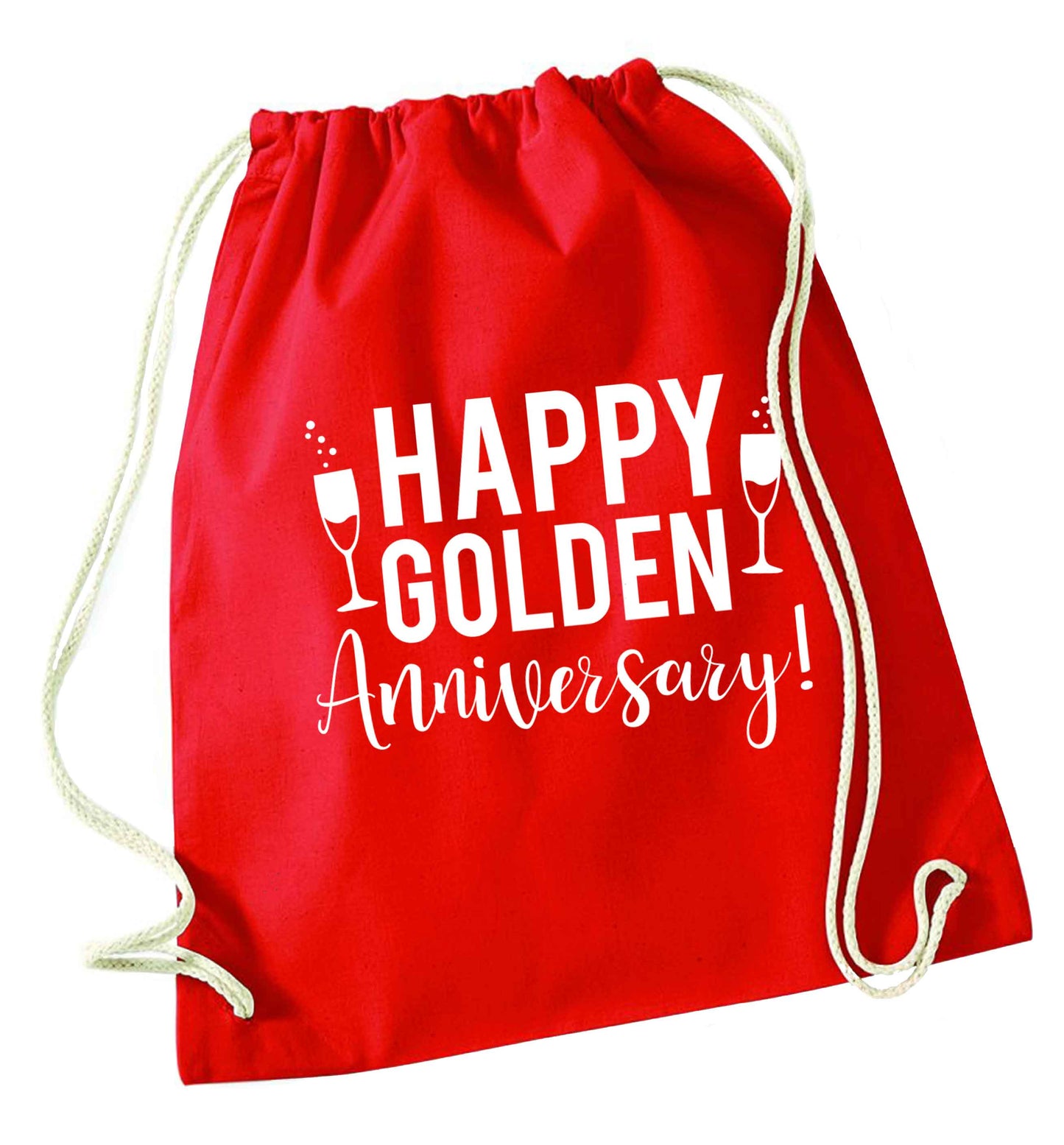 Happy golden anniversary! red drawstring bag 