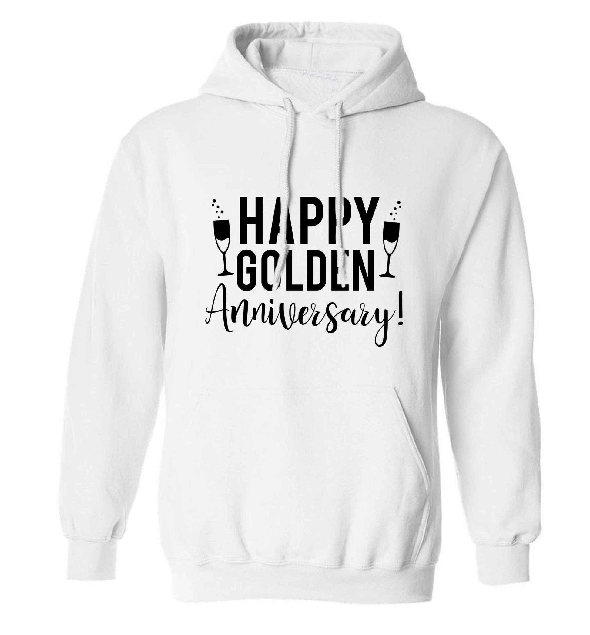 Happy golden anniversary! adults unisex white hoodie 2XL