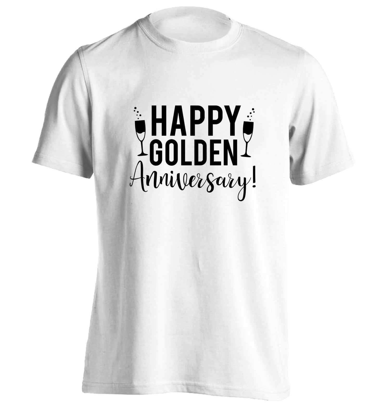 Happy golden anniversary! adults unisex white Tshirt 2XL