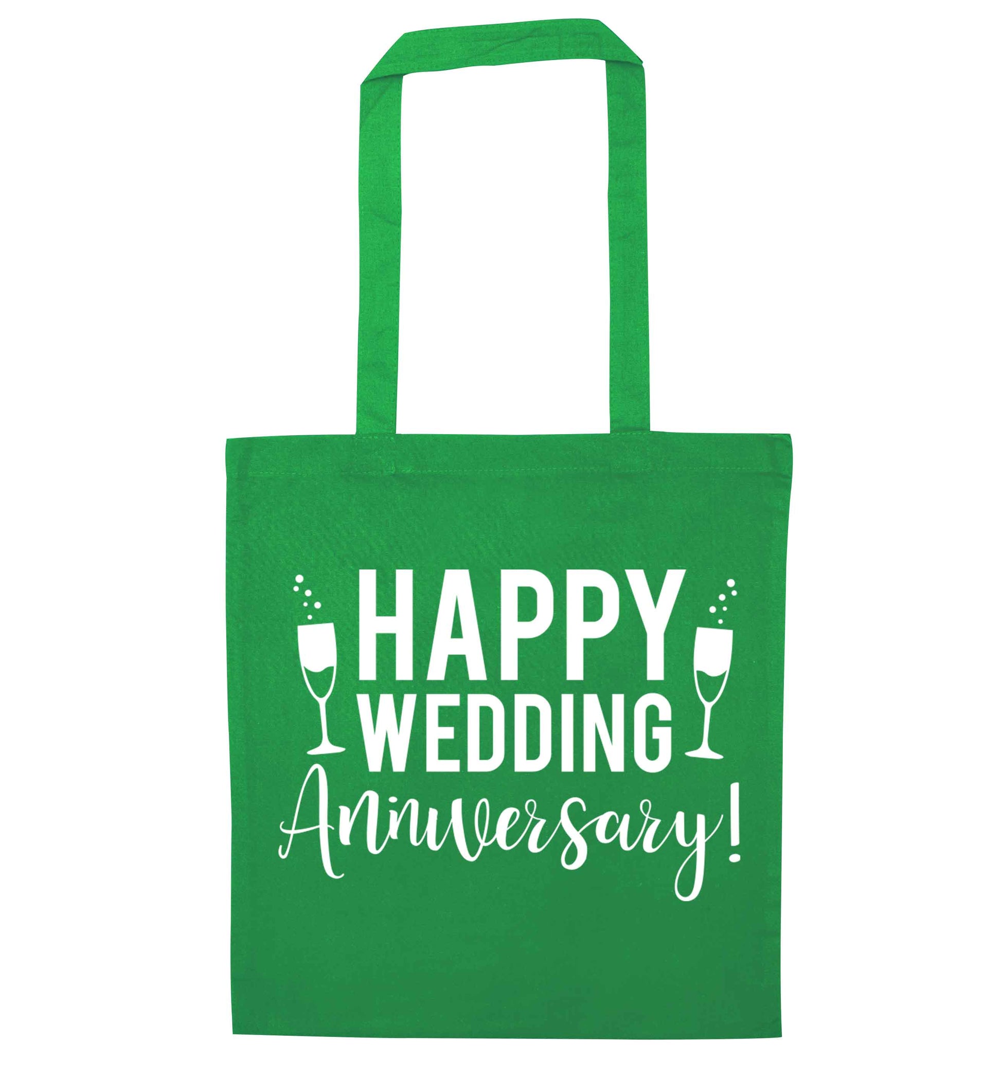 Happy wedding anniversary! green tote bag