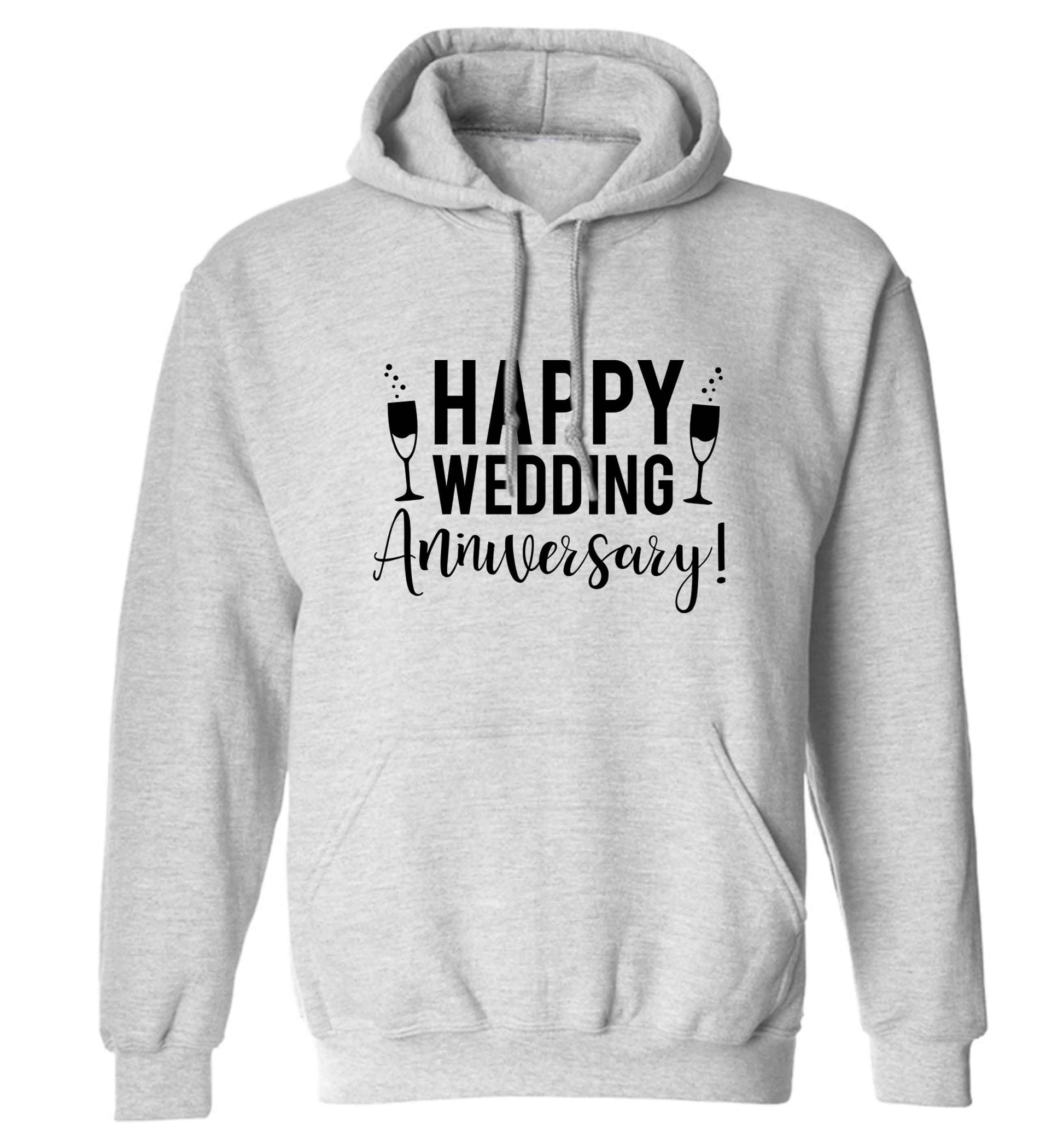 Happy wedding anniversary! adults unisex grey hoodie 2XL