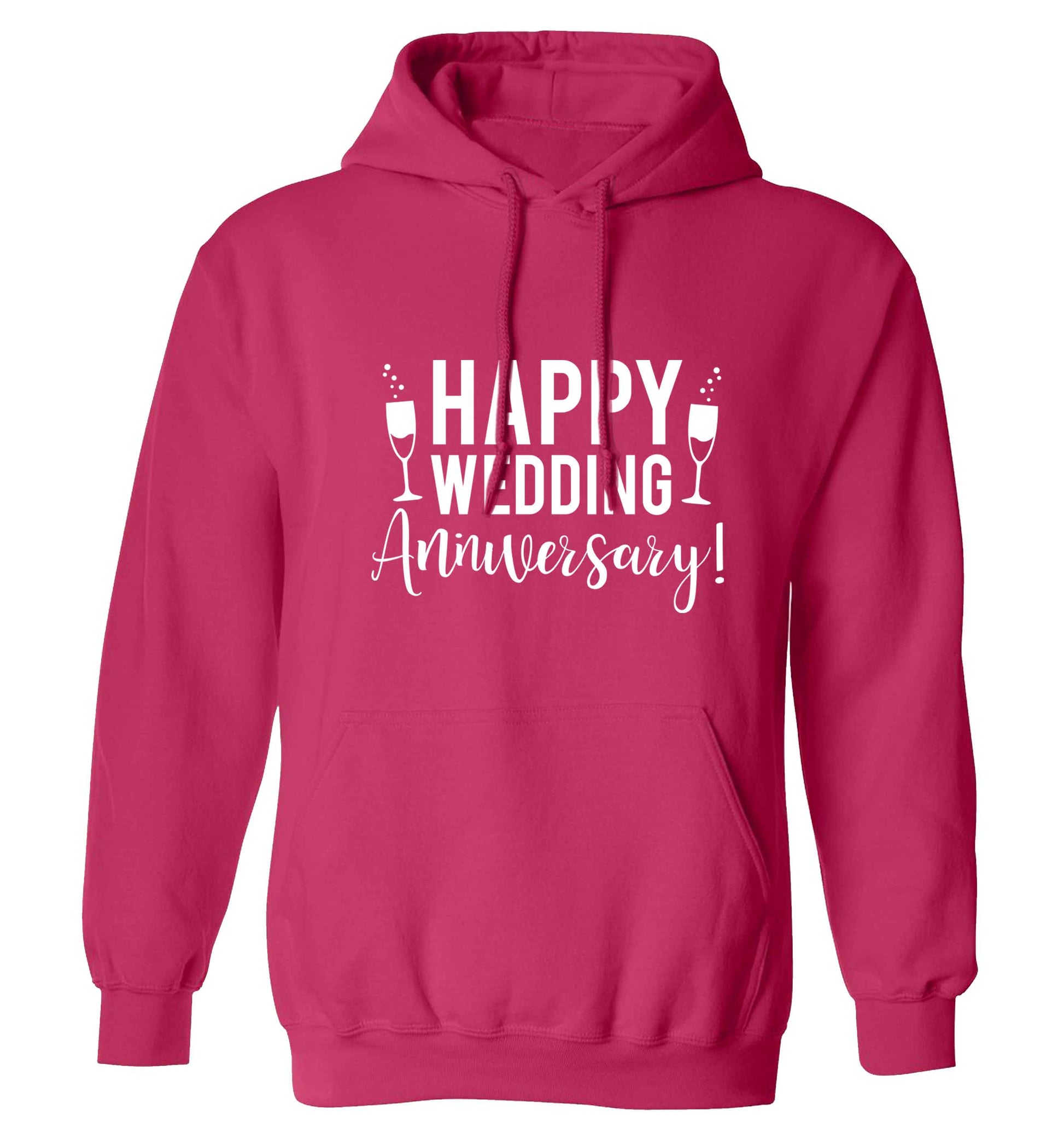 Happy wedding anniversary! adults unisex pink hoodie 2XL