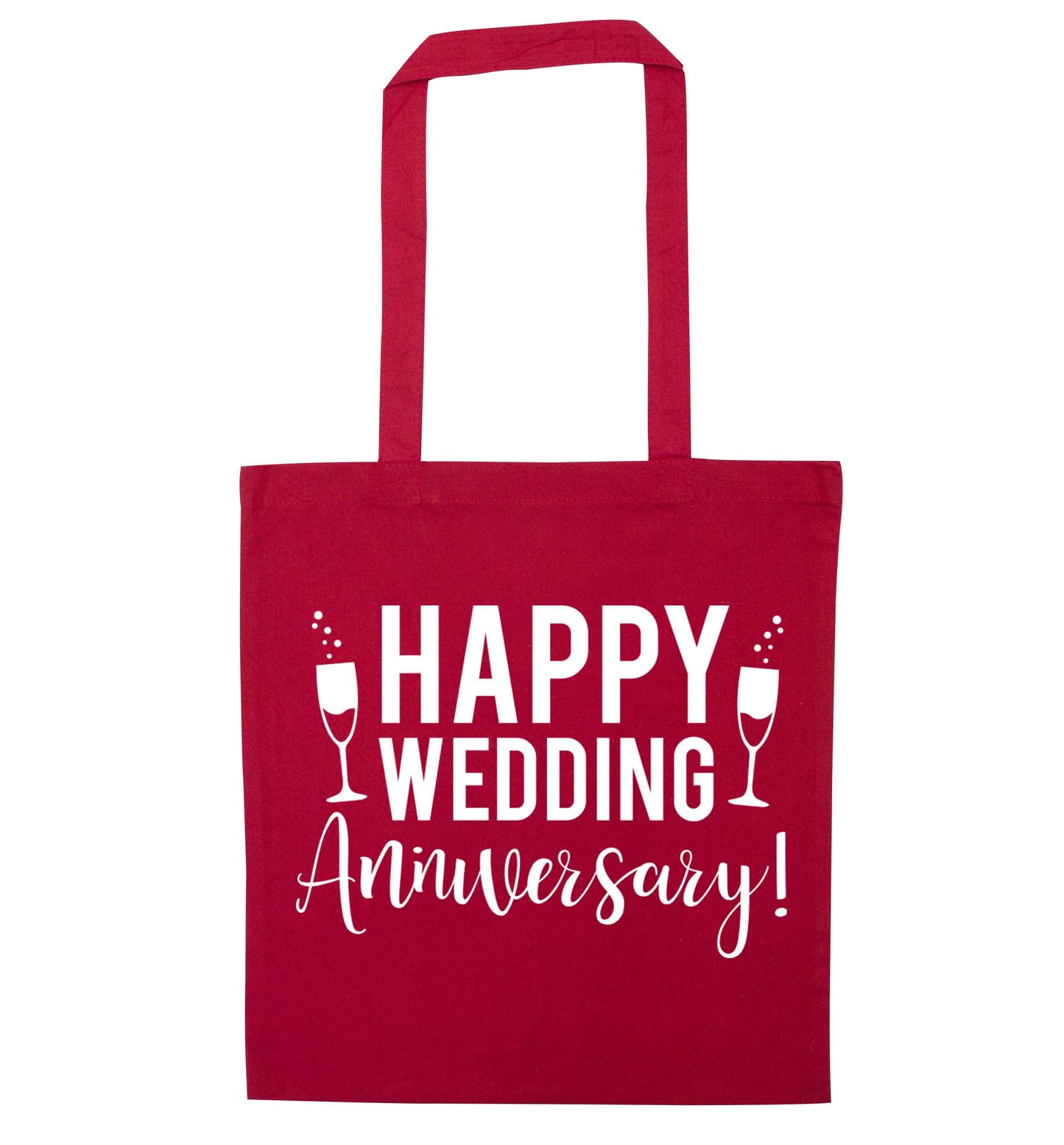Happy wedding anniversary! red tote bag