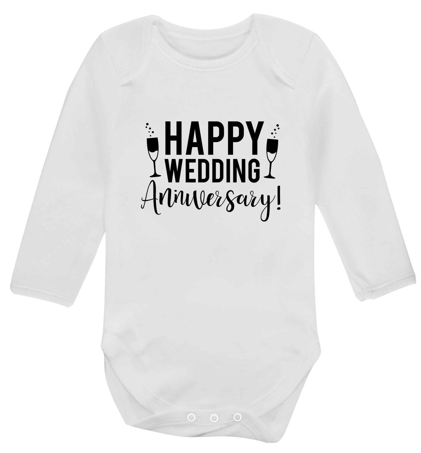 Happy wedding anniversary! baby vest long sleeved white 6-12 months