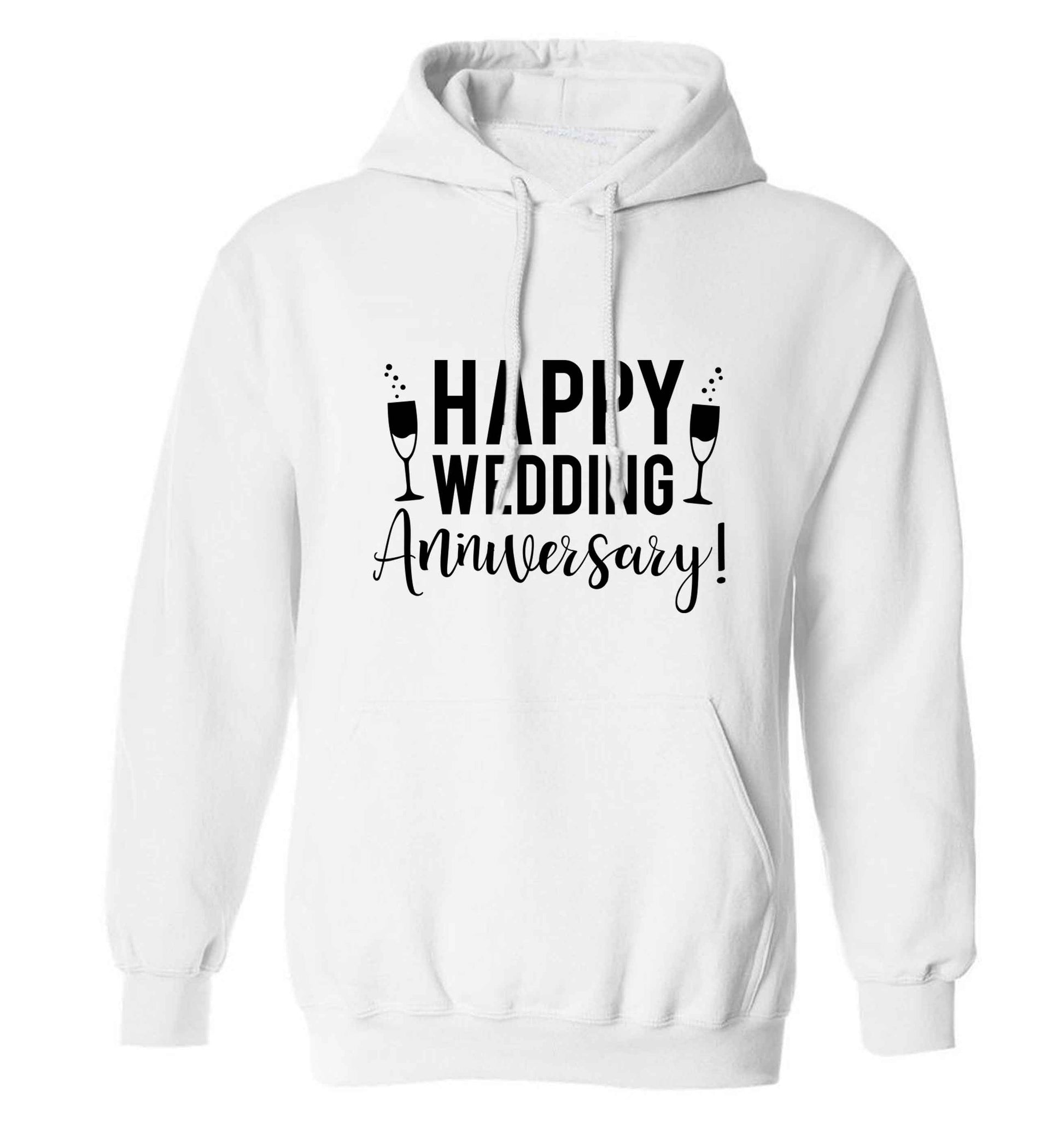 Happy wedding anniversary! adults unisex white hoodie 2XL