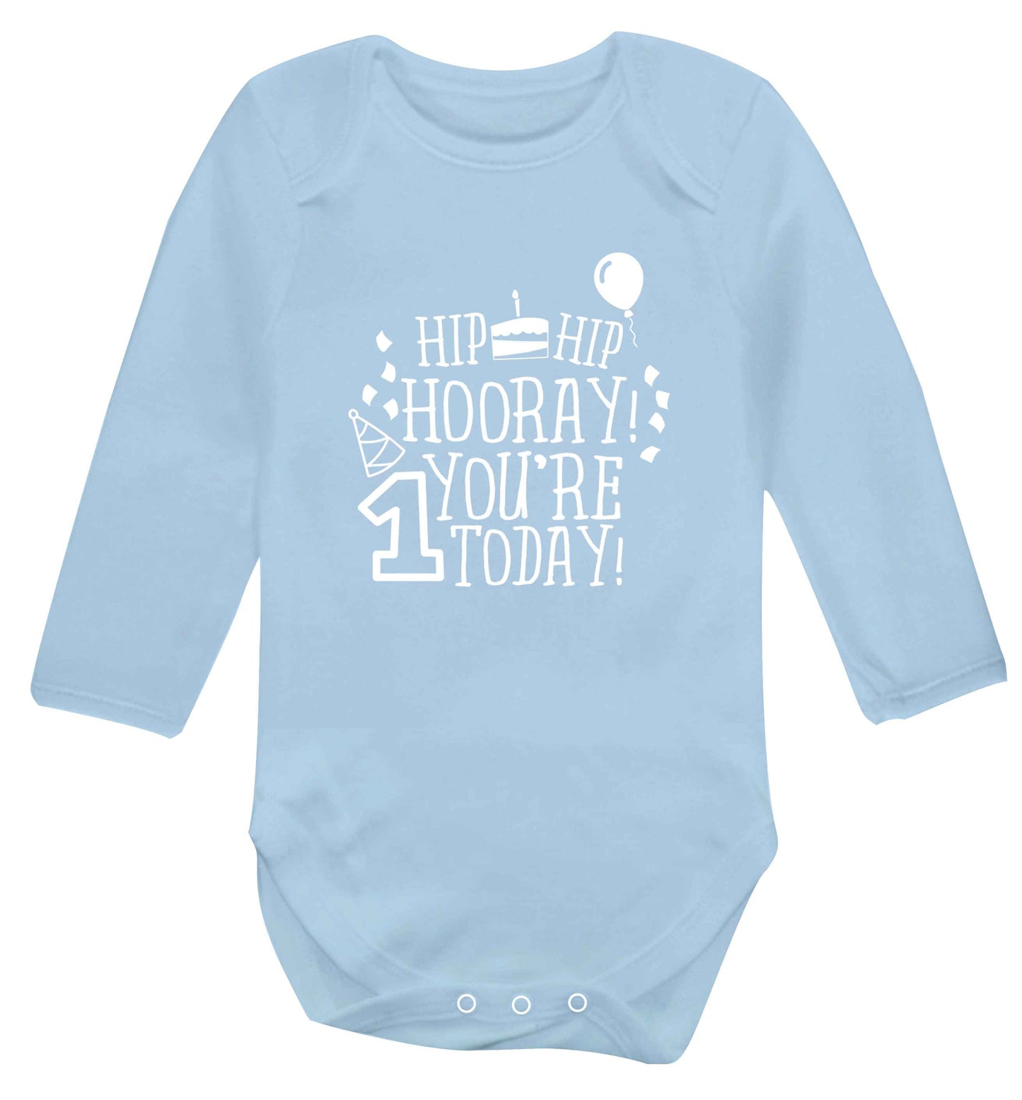 You're one today baby vest long sleeved pale blue 6-12 months