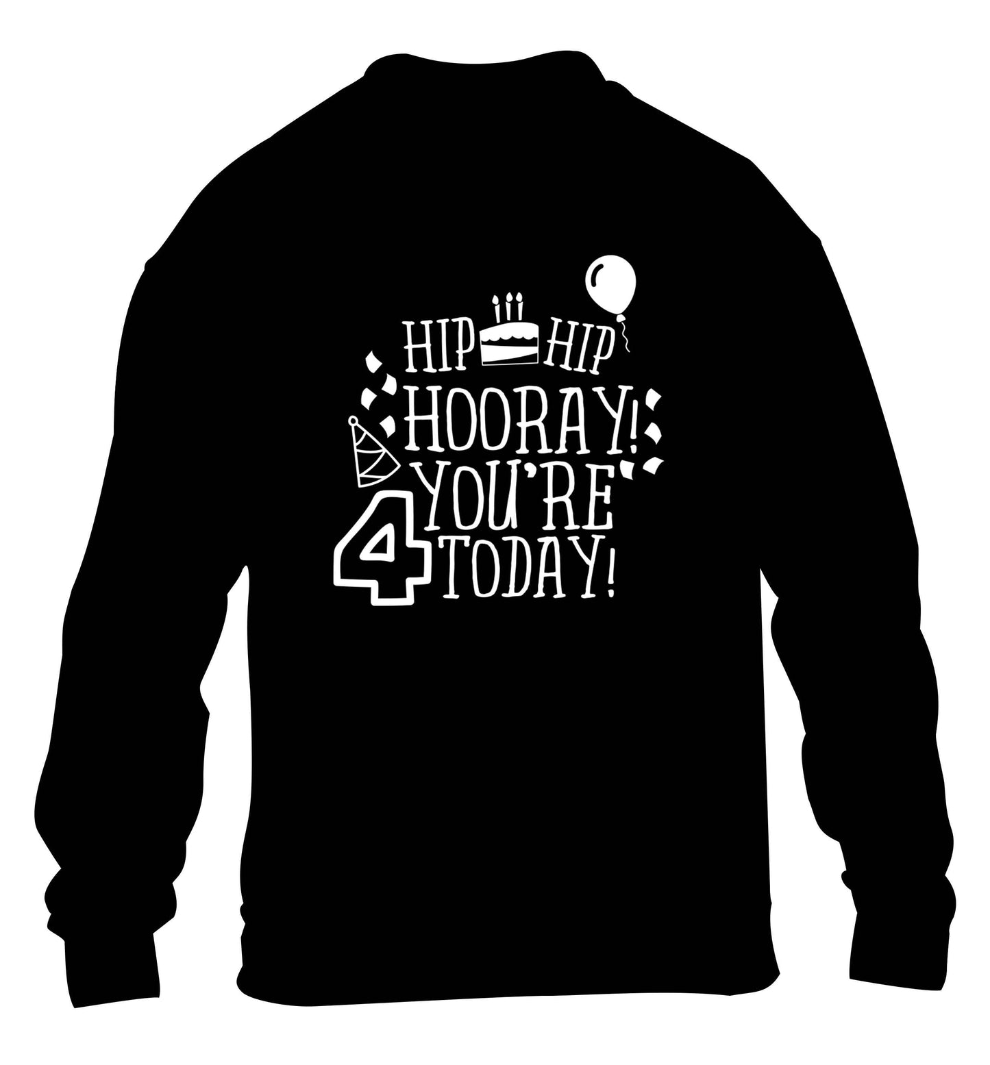 Hip hip hooray you're four today!children's black sweater 12-13 Years