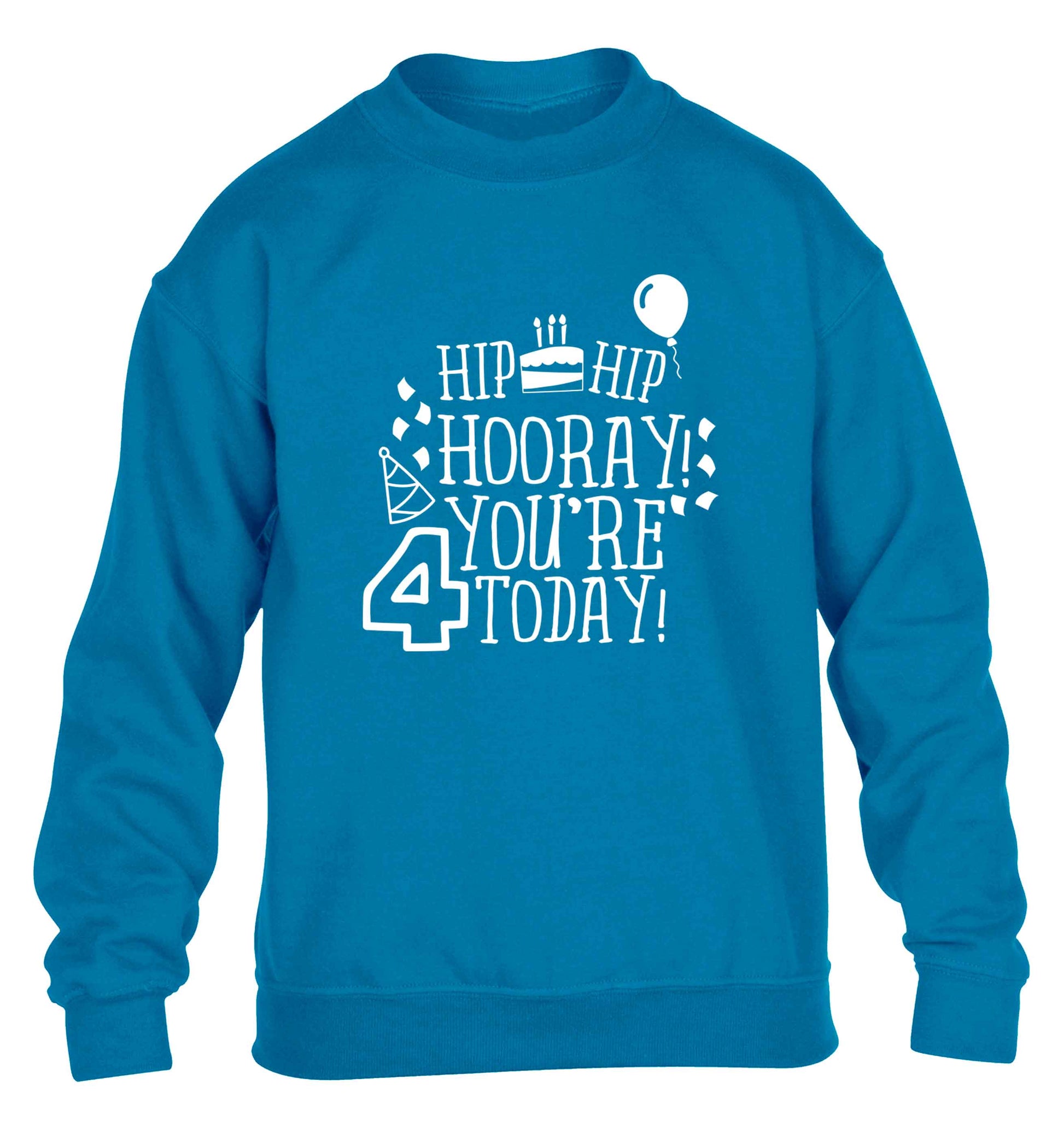 Hip hip hooray you're four today!children's blue sweater 12-13 Years