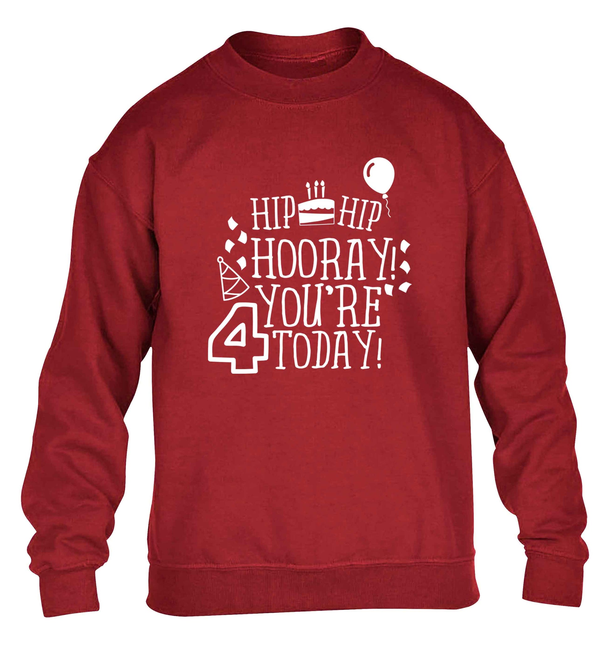 Hip hip hooray you're four today!children's grey sweater 12-13 Years