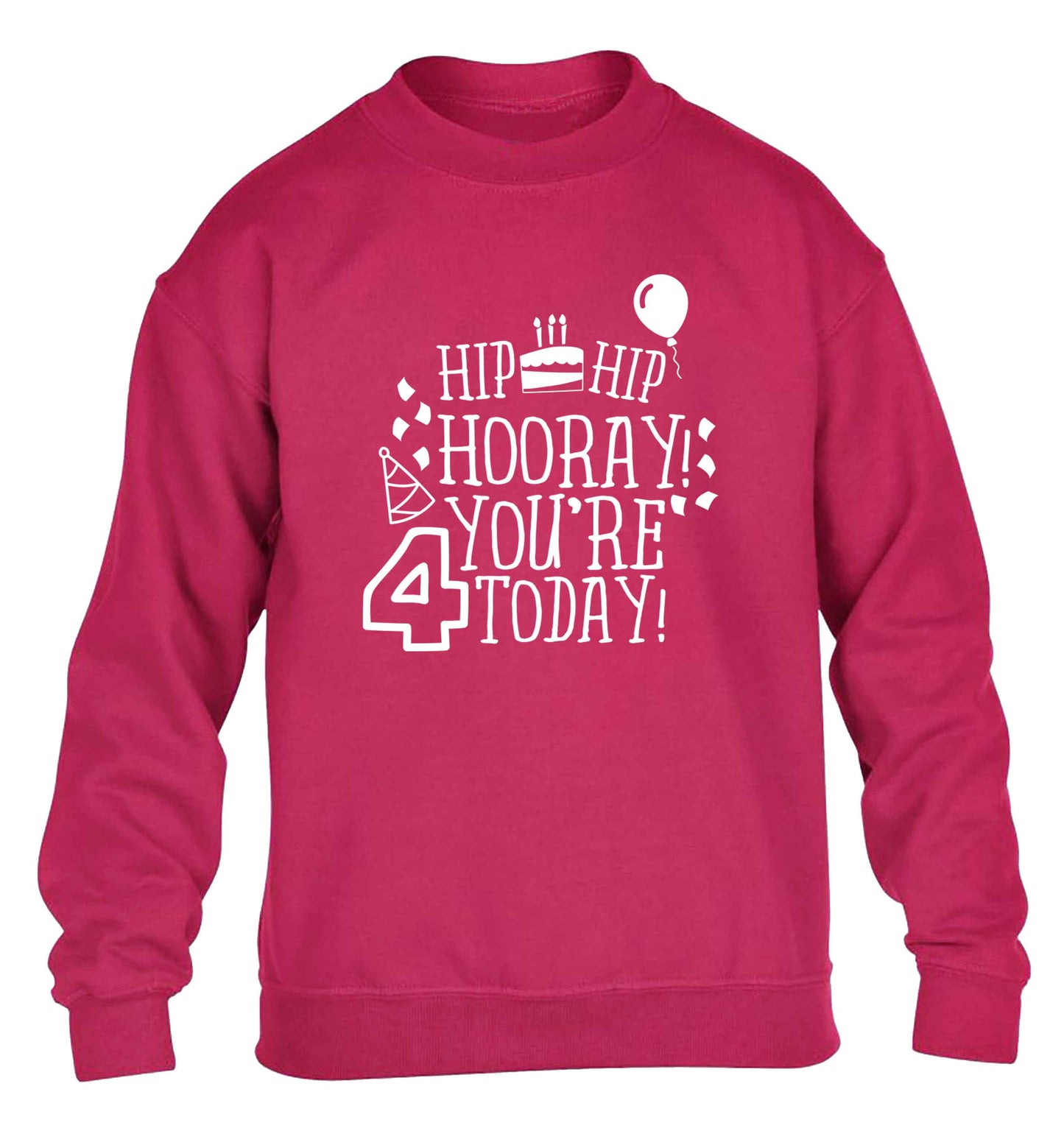 Hip hip hooray you're four today!children's pink sweater 12-13 Years
