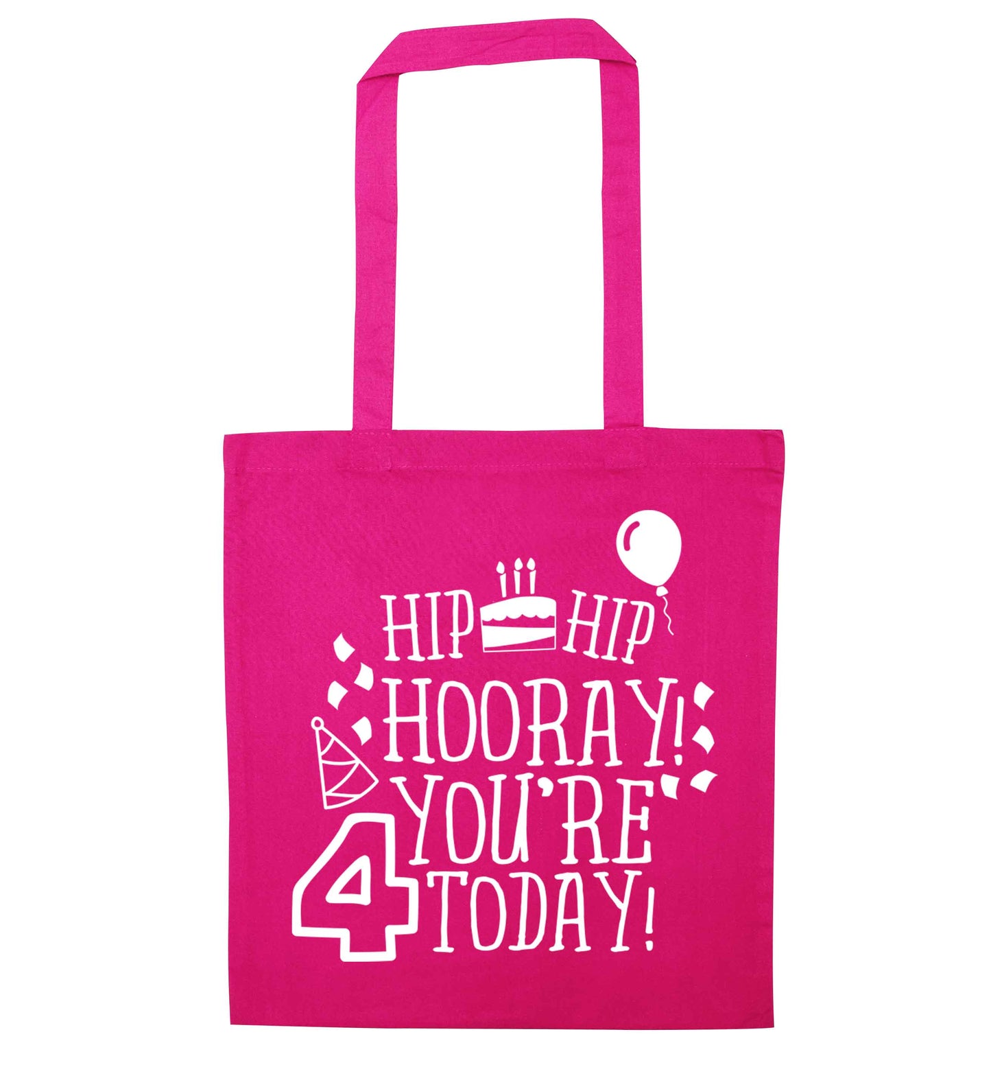 Hip hip hooray you're four today!pink tote bag