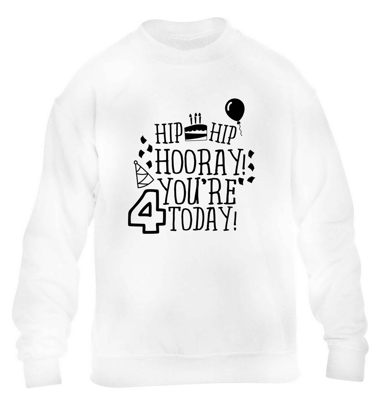 Hip hip hooray you're four today!children's white sweater 12-13 Years