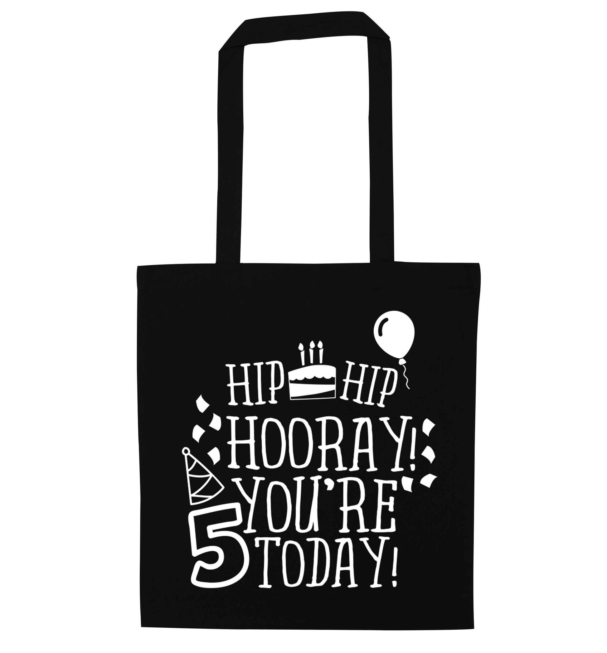 Hip hip hooray you're five today! black tote bag
