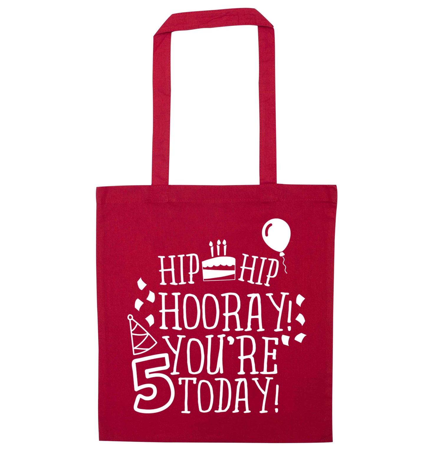 Hip hip hooray you're five today! red tote bag