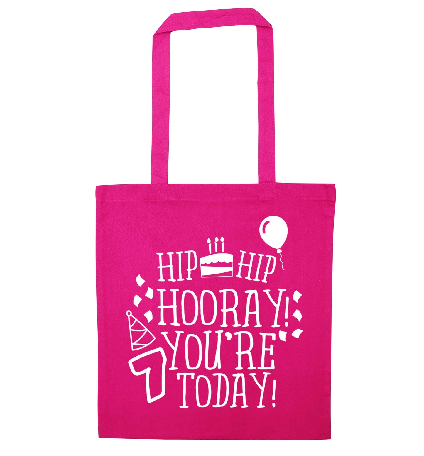Hip hip hooray you're seven today! pink tote bag