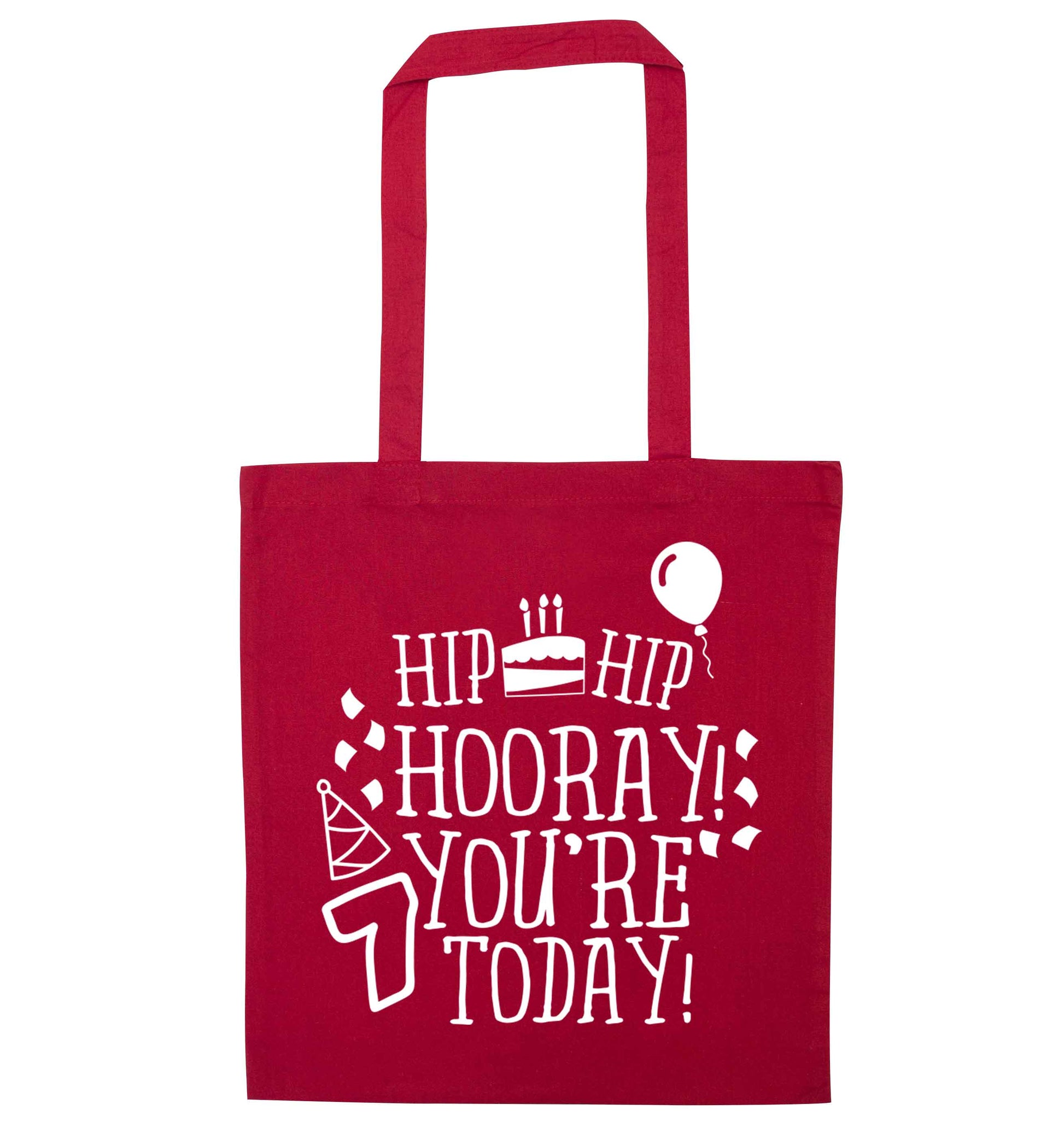 Hip hip hooray you're seven today! red tote bag