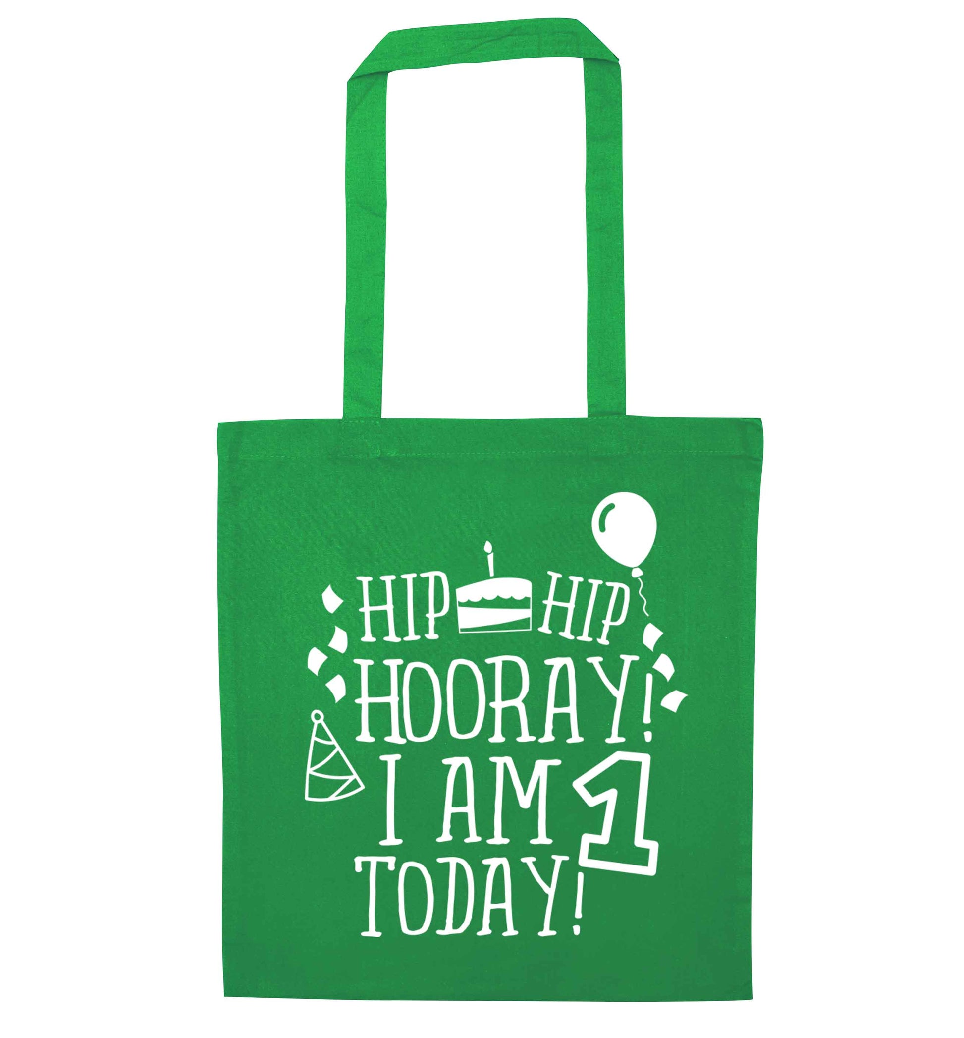 I am One Today green tote bag