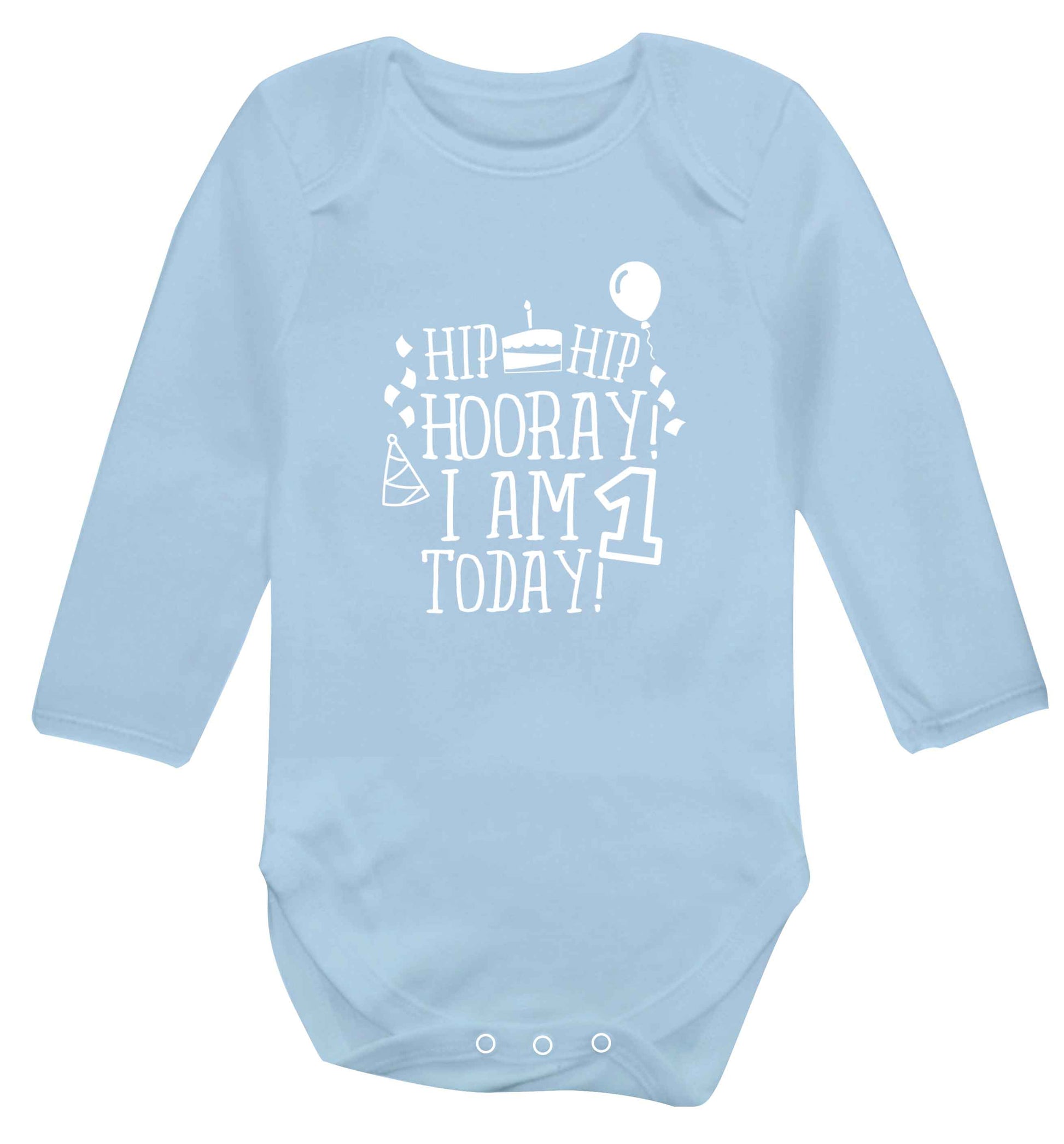 I am One Today baby vest long sleeved pale blue 6-12 months