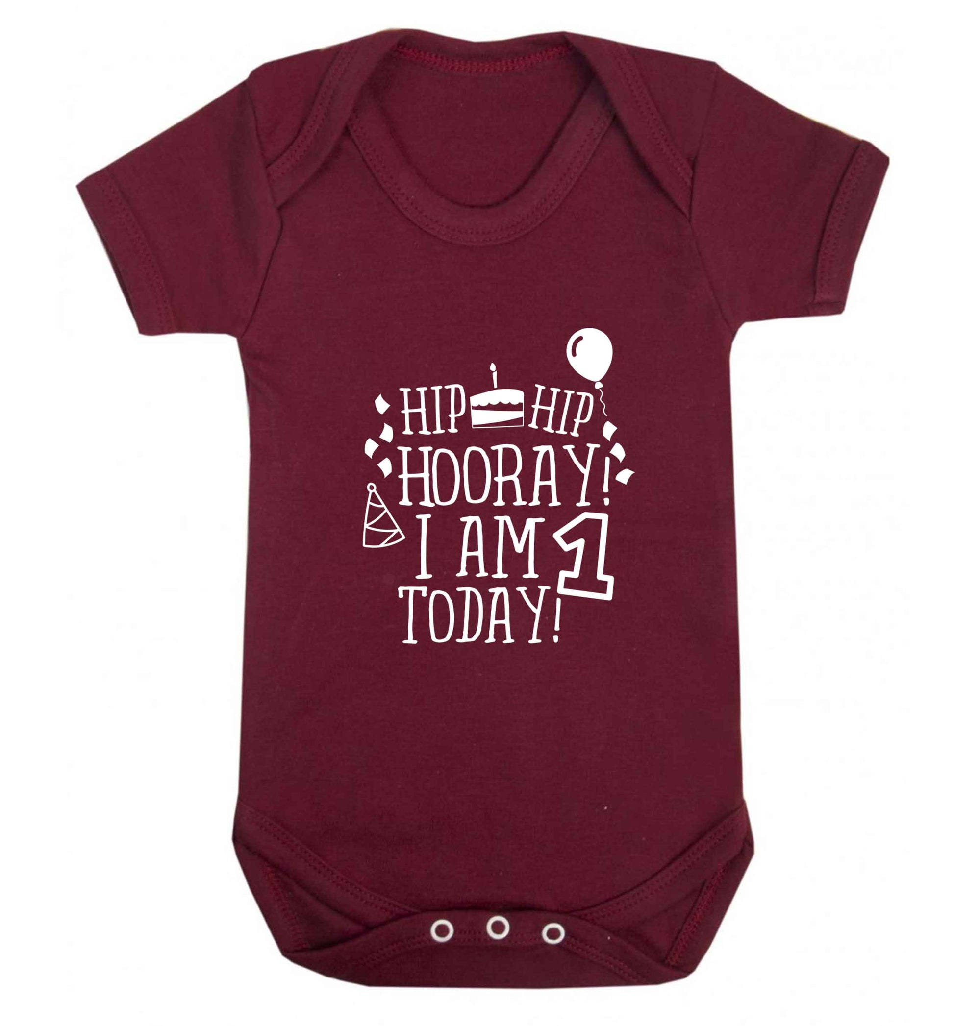 I am One Today baby vest maroon 18-24 months