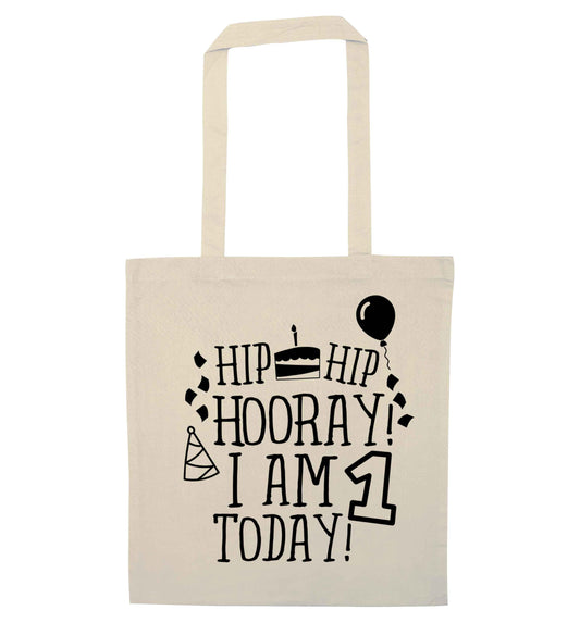 I am One Today natural tote bag