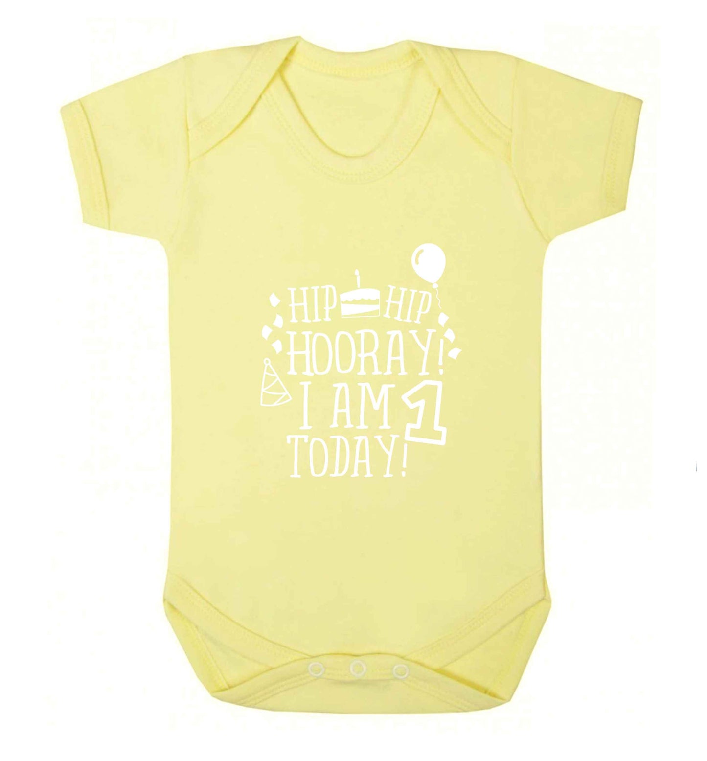 I am One Today baby vest pale yellow 18-24 months