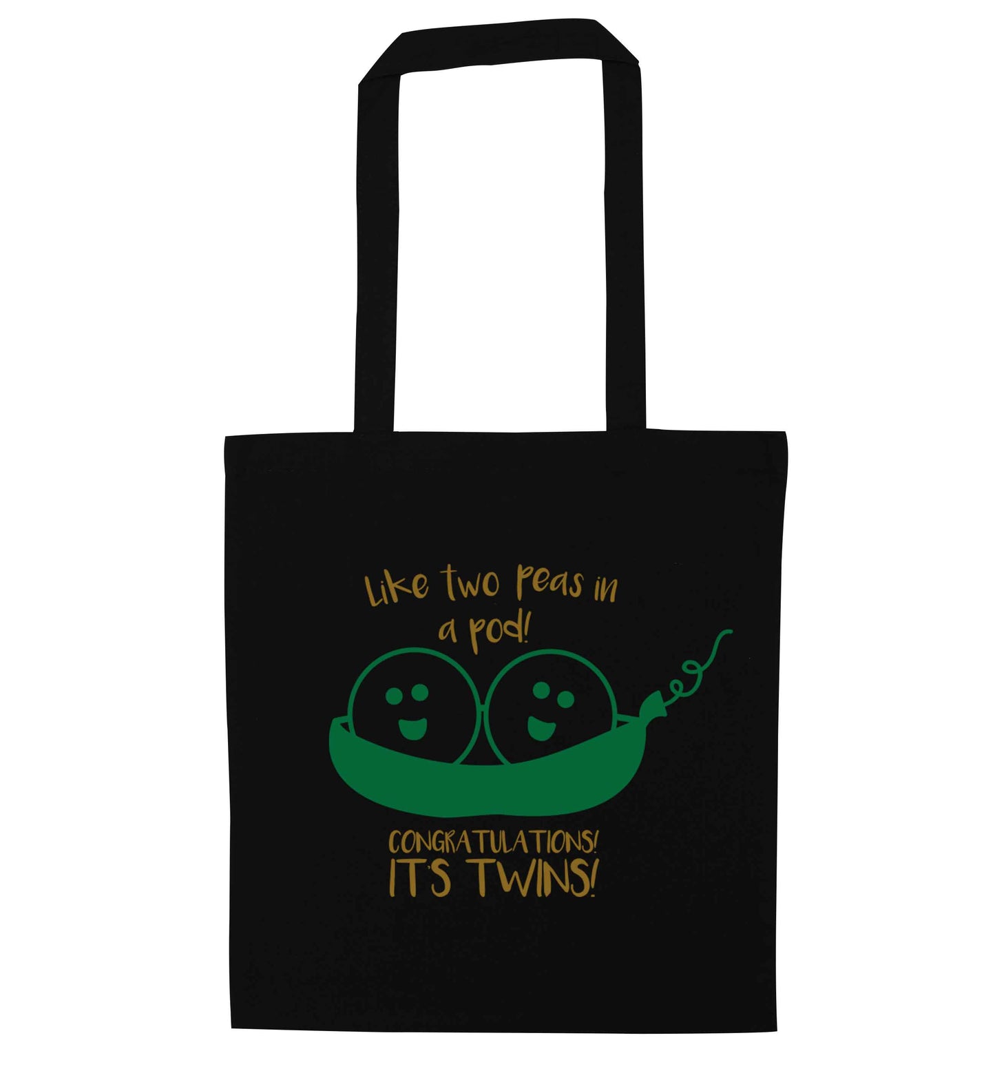 Like two peas in a pod! Congratulations it's twins! black tote bag
