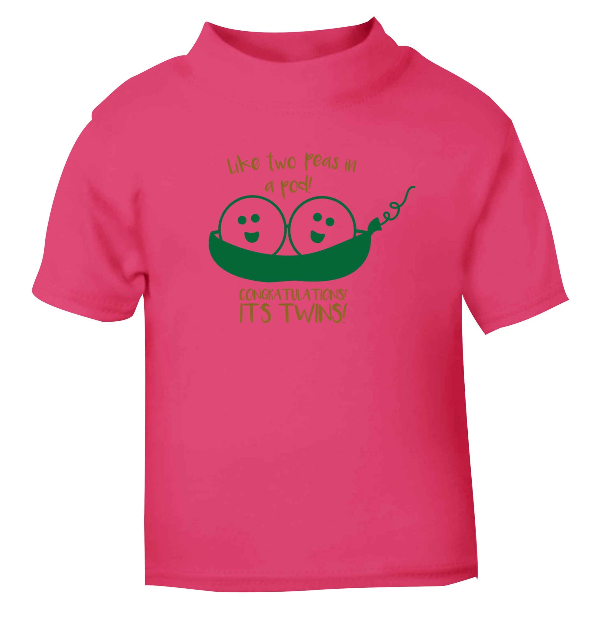 Like two peas in a pod! Congratulations it's twins! pink baby toddler Tshirt 2 Years