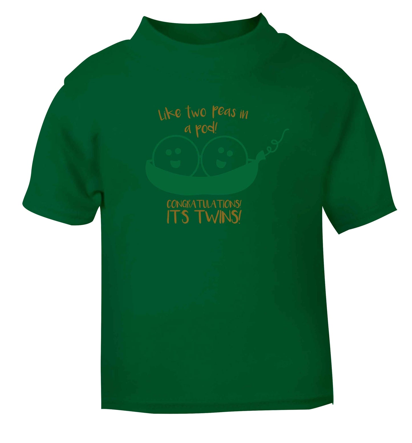 Like two peas in a pod! Congratulations it's twins! green baby toddler Tshirt 2 Years