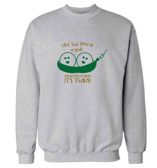 Like two peas in a pod! Congratulations it's twins! adult's unisex grey sweater 2XL