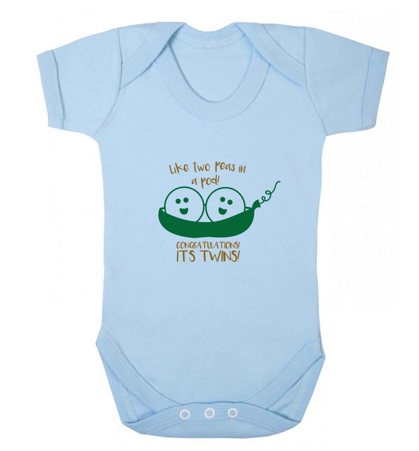 Like two peas in a pod! Congratulations it's twins! baby vest pale blue 18-24 months