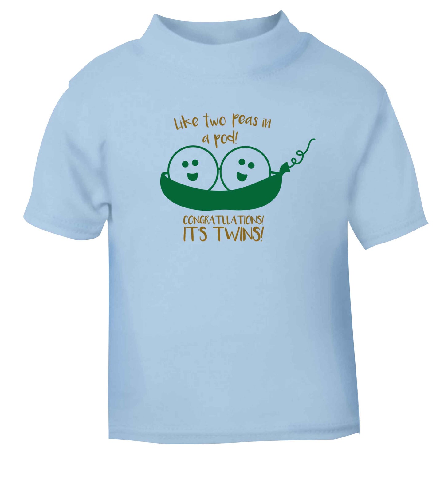 Like two peas in a pod! Congratulations it's twins! light blue baby toddler Tshirt 2 Years