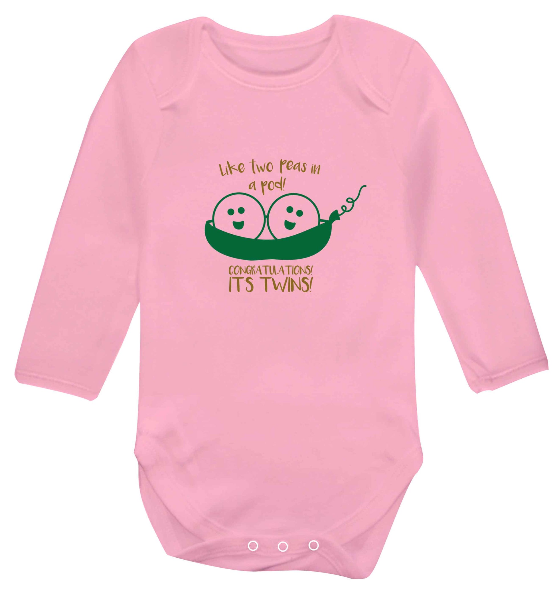 Like two peas in a pod! Congratulations it's twins! baby vest long sleeved pale pink 6-12 months