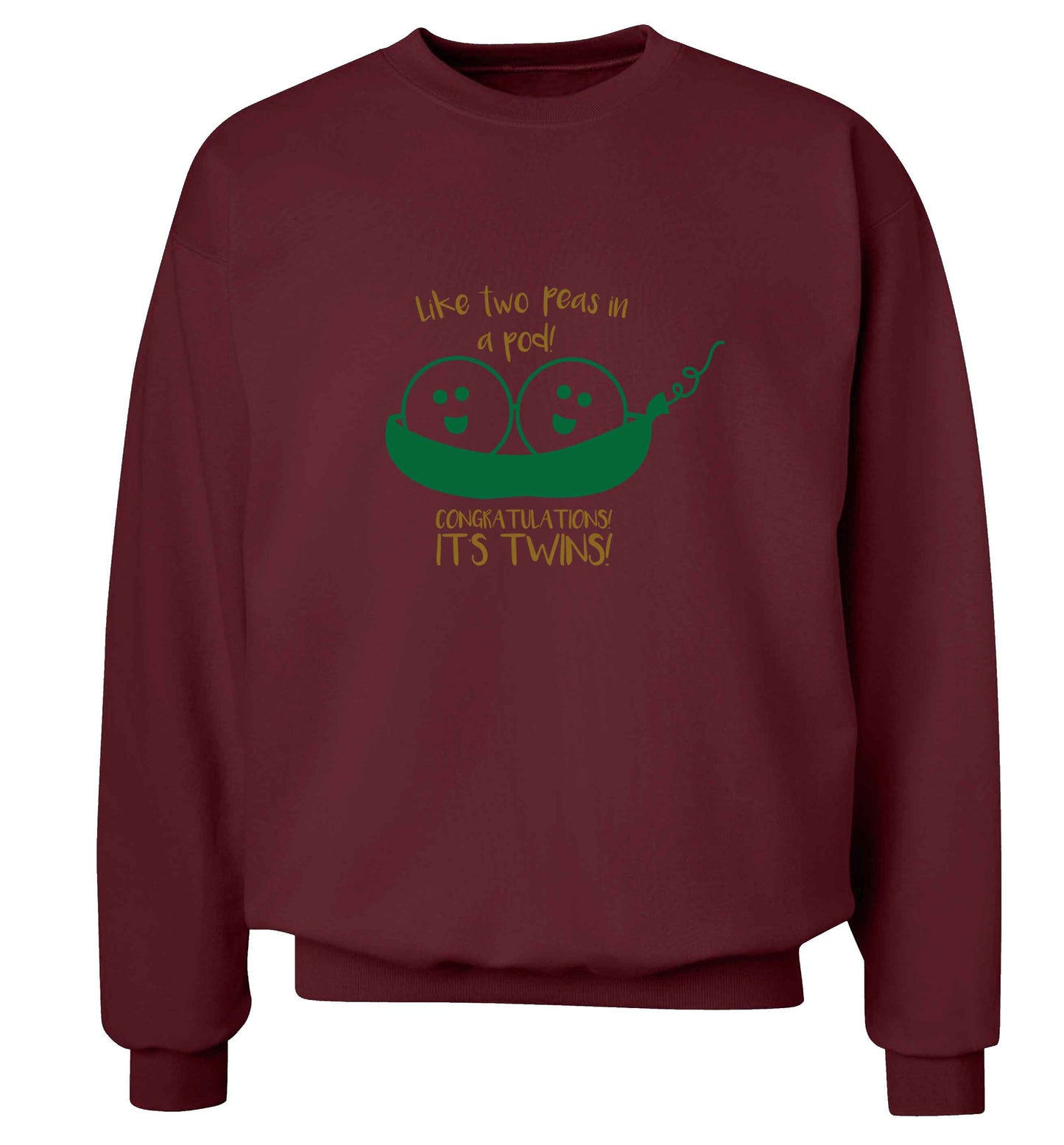 Like two peas in a pod! Congratulations it's twins! adult's unisex maroon sweater 2XL