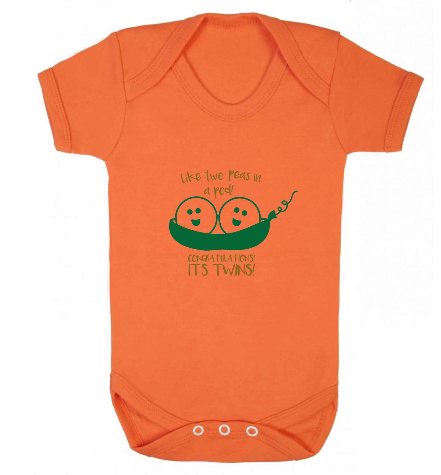 Like two peas in a pod! Congratulations it's twins! baby vest orange 18-24 months