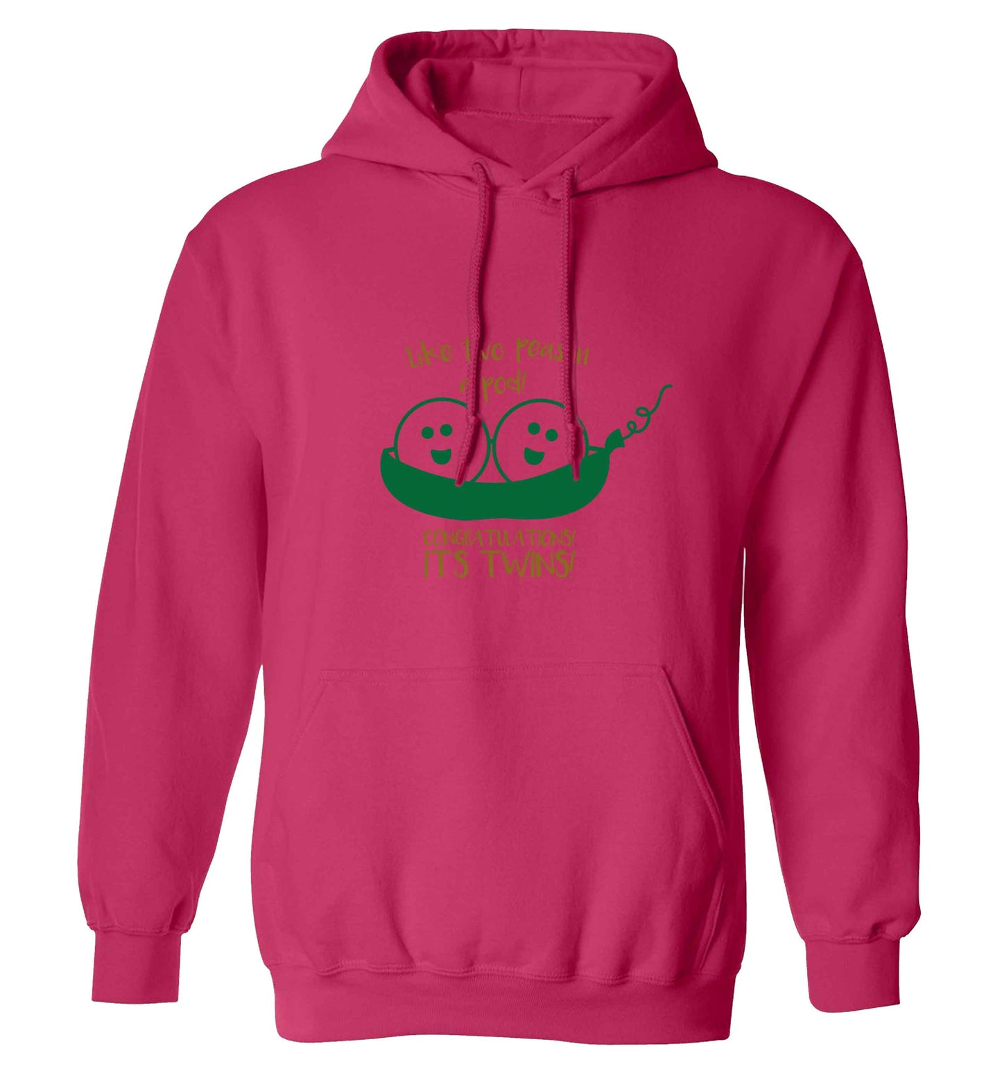Like two peas in a pod! Congratulations it's twins! adults unisex pink hoodie 2XL