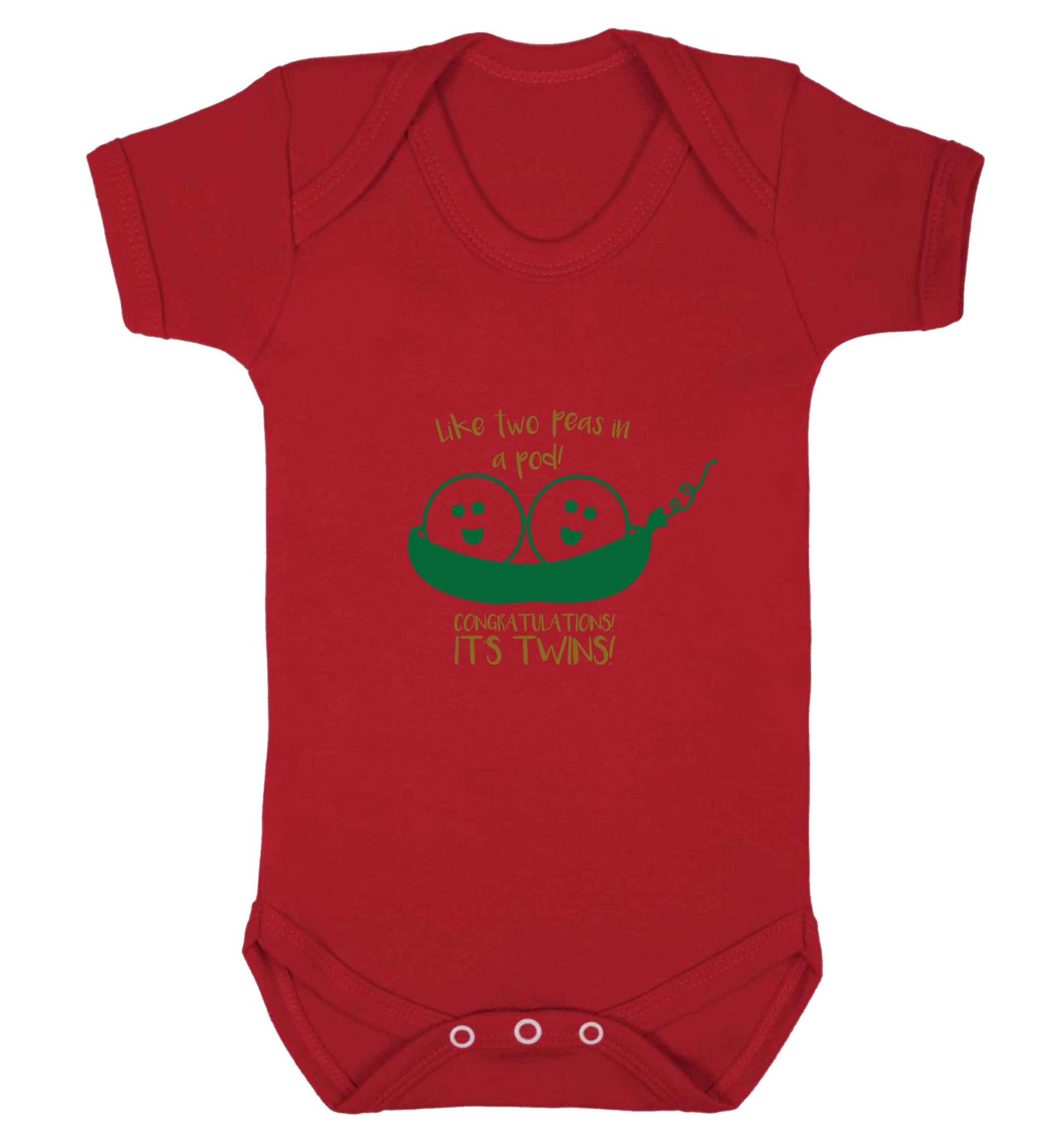 Like two peas in a pod! Congratulations it's twins! baby vest red 18-24 months