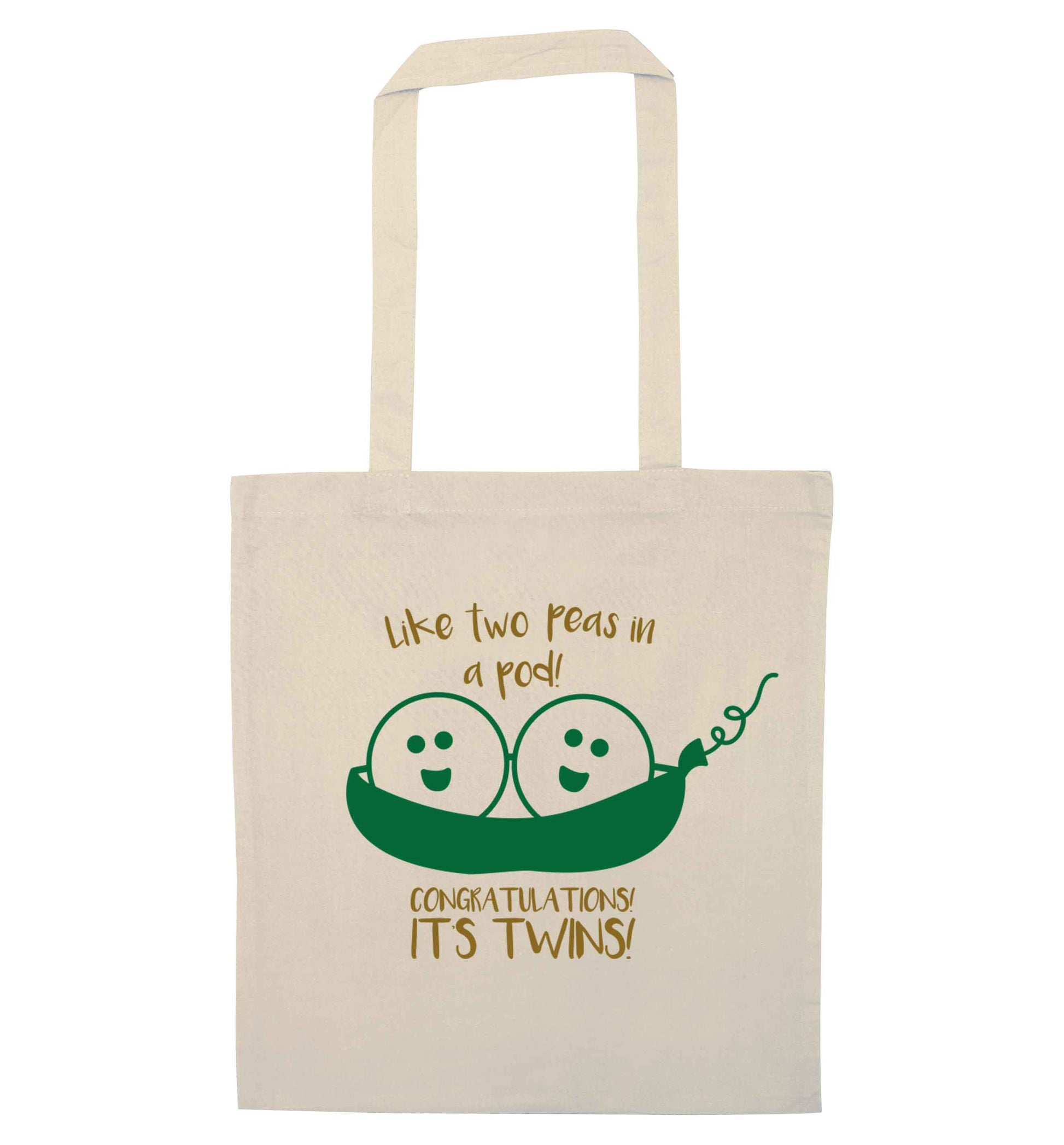 Like two peas in a pod! Congratulations it's twins! natural tote bag