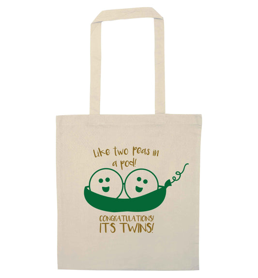 Like two peas in a pod! Congratulations it's twins! natural tote bag