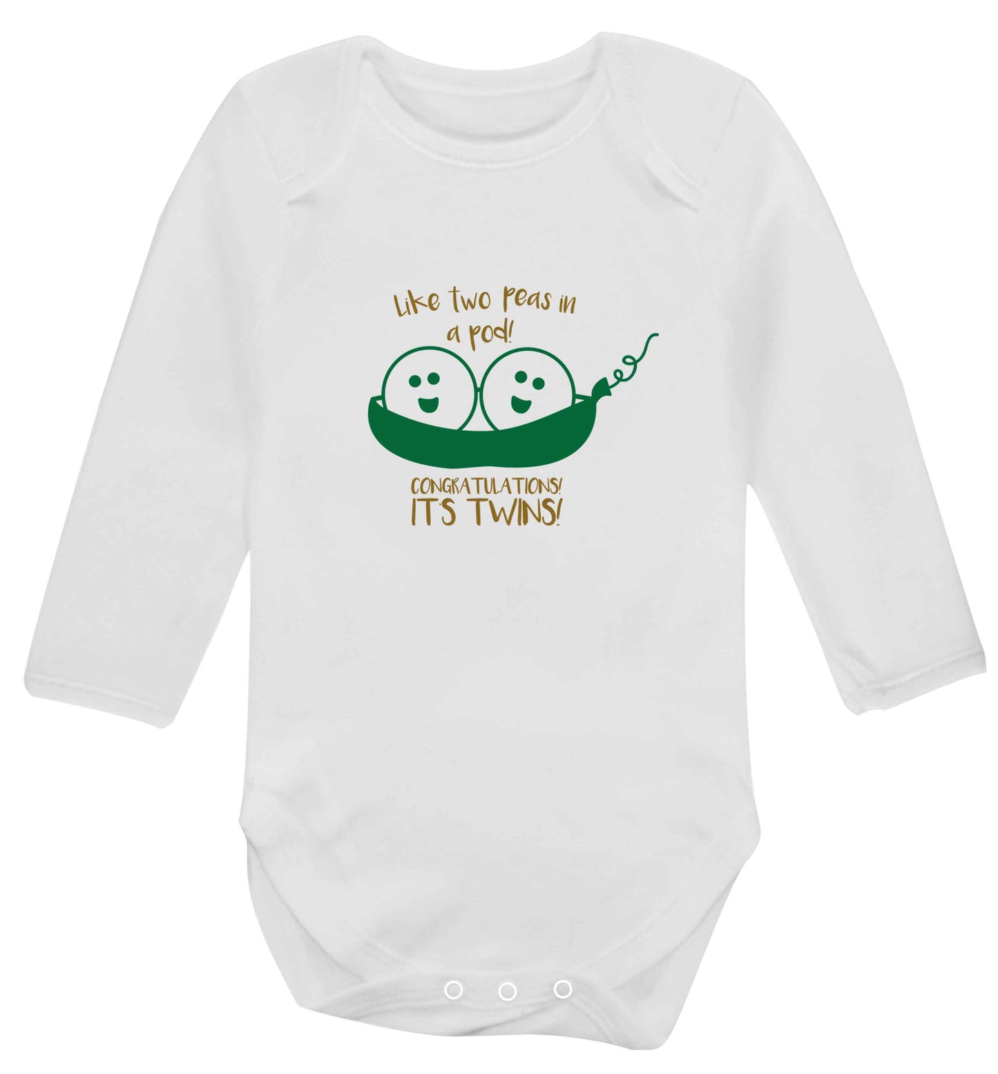 Like two peas in a pod! Congratulations it's twins! baby vest long sleeved white 6-12 months