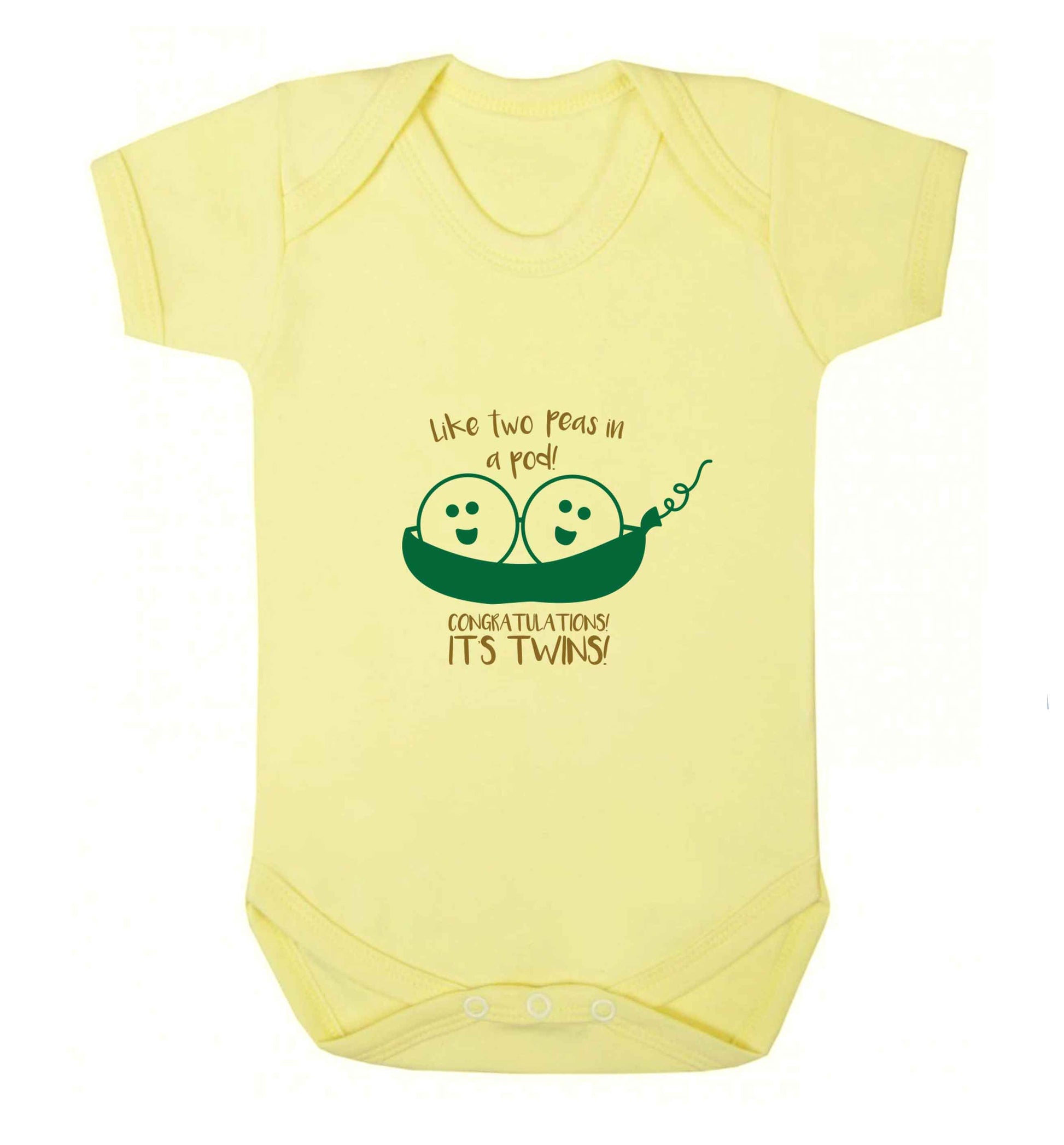 Like two peas in a pod! Congratulations it's twins! baby vest pale yellow 18-24 months