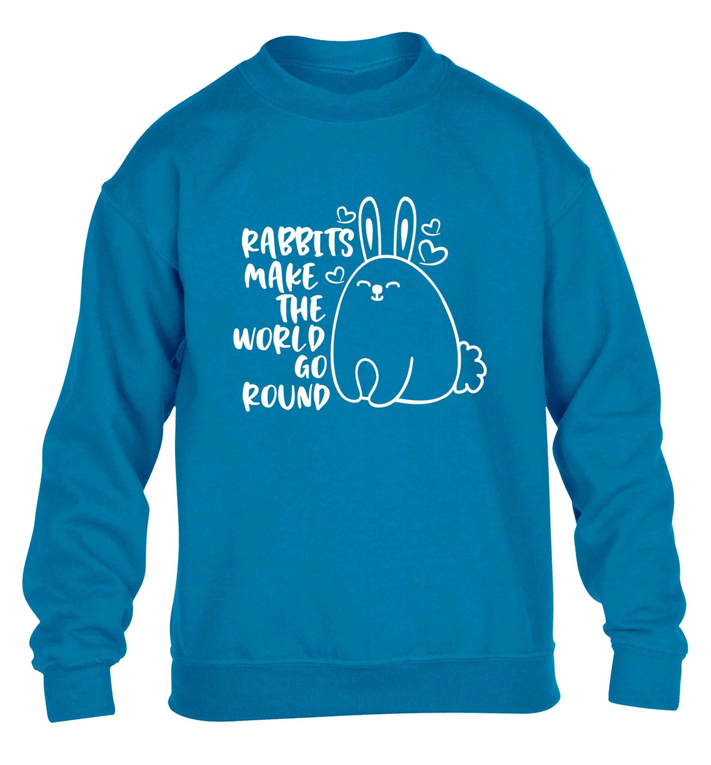 Rabbits make the world go round children's blue sweater 12-13 Years