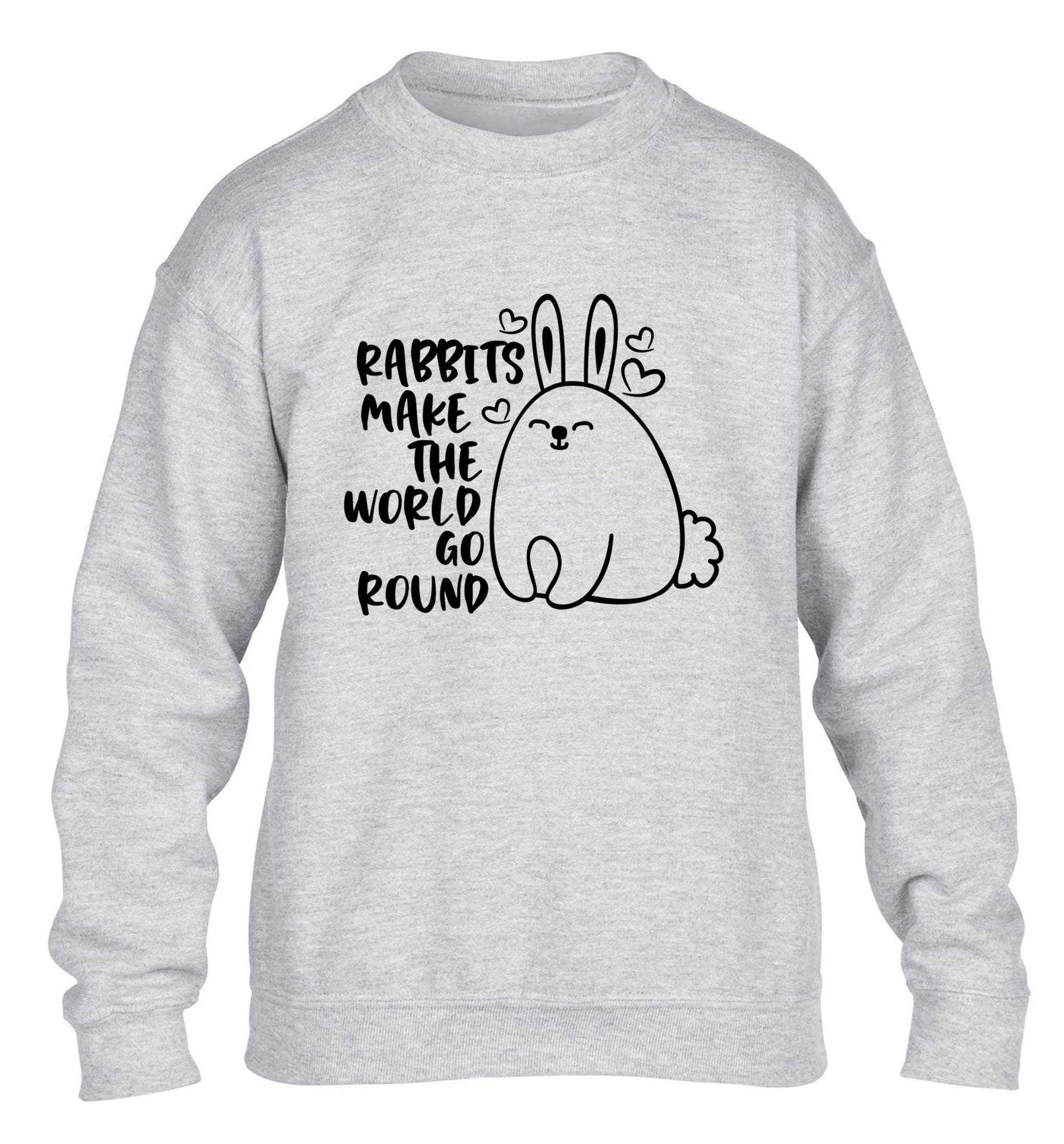 Rabbits make the world go round children's grey sweater 12-13 Years