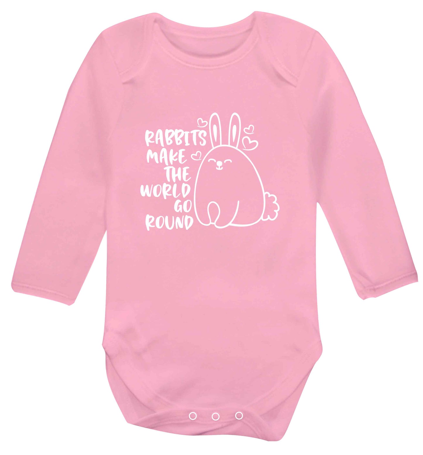 Rabbits make the world go round baby vest long sleeved pale pink 6-12 months