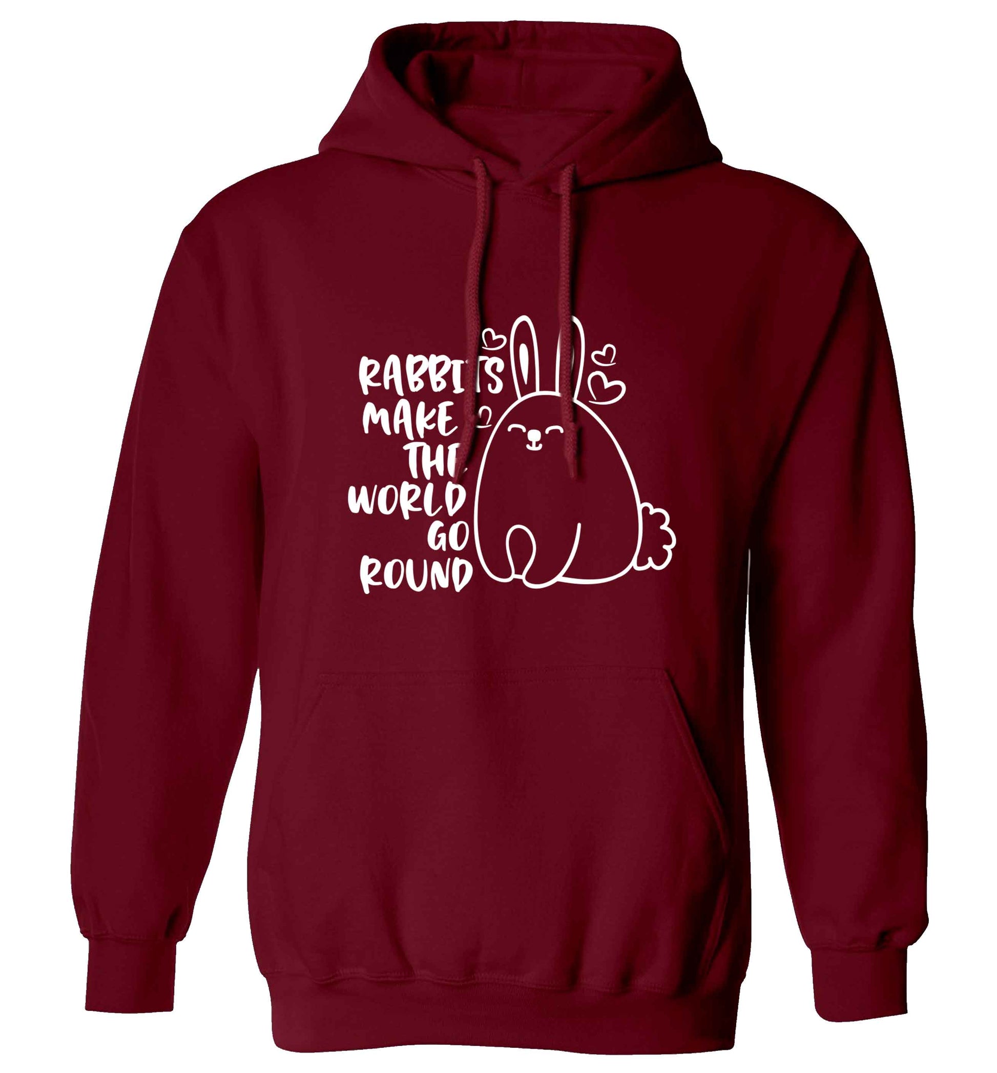 Rabbits make the world go round adults unisex maroon hoodie 2XL