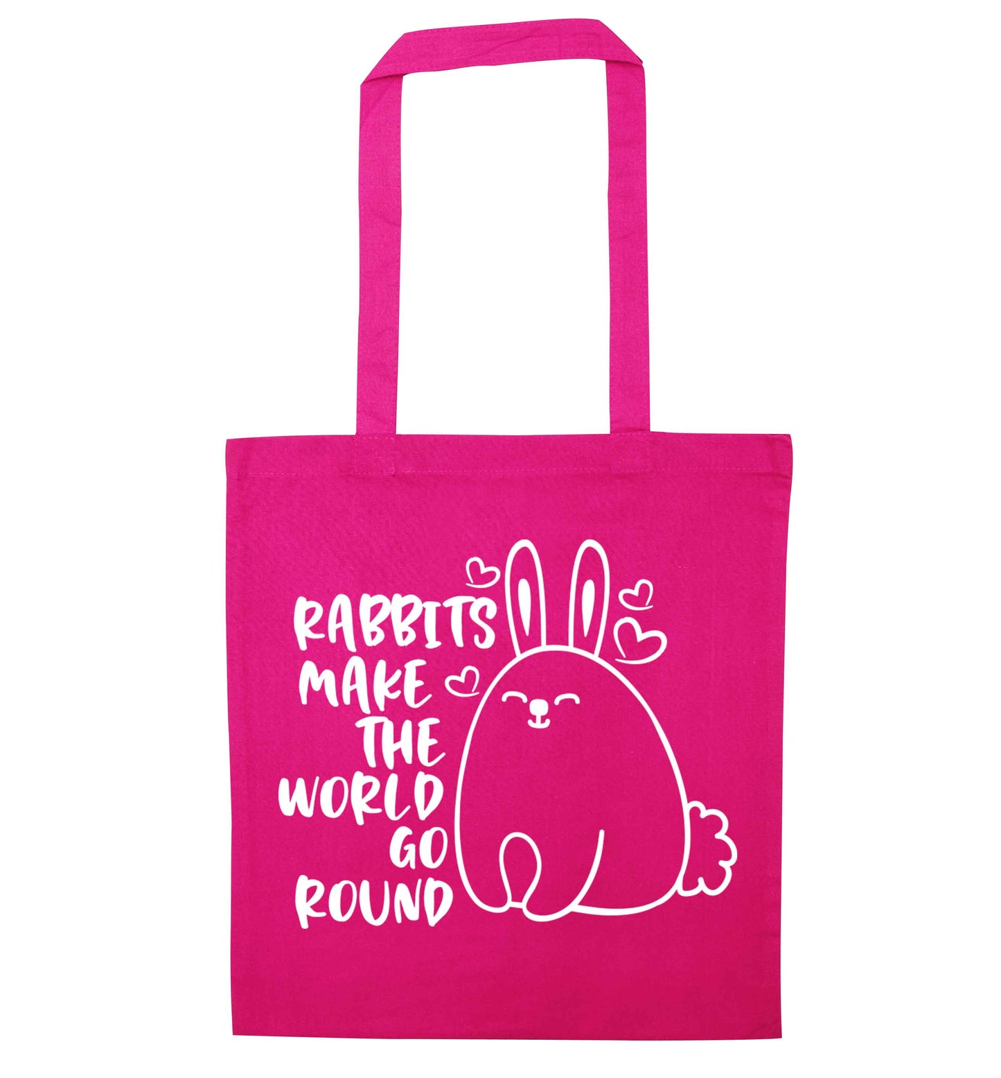 Rabbits make the world go round pink tote bag