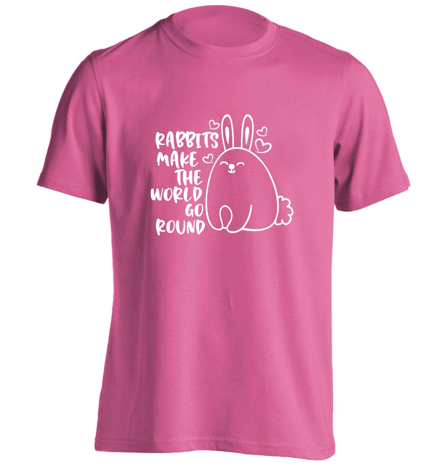 Rabbits make the world go round adults unisex pink Tshirt 2XL
